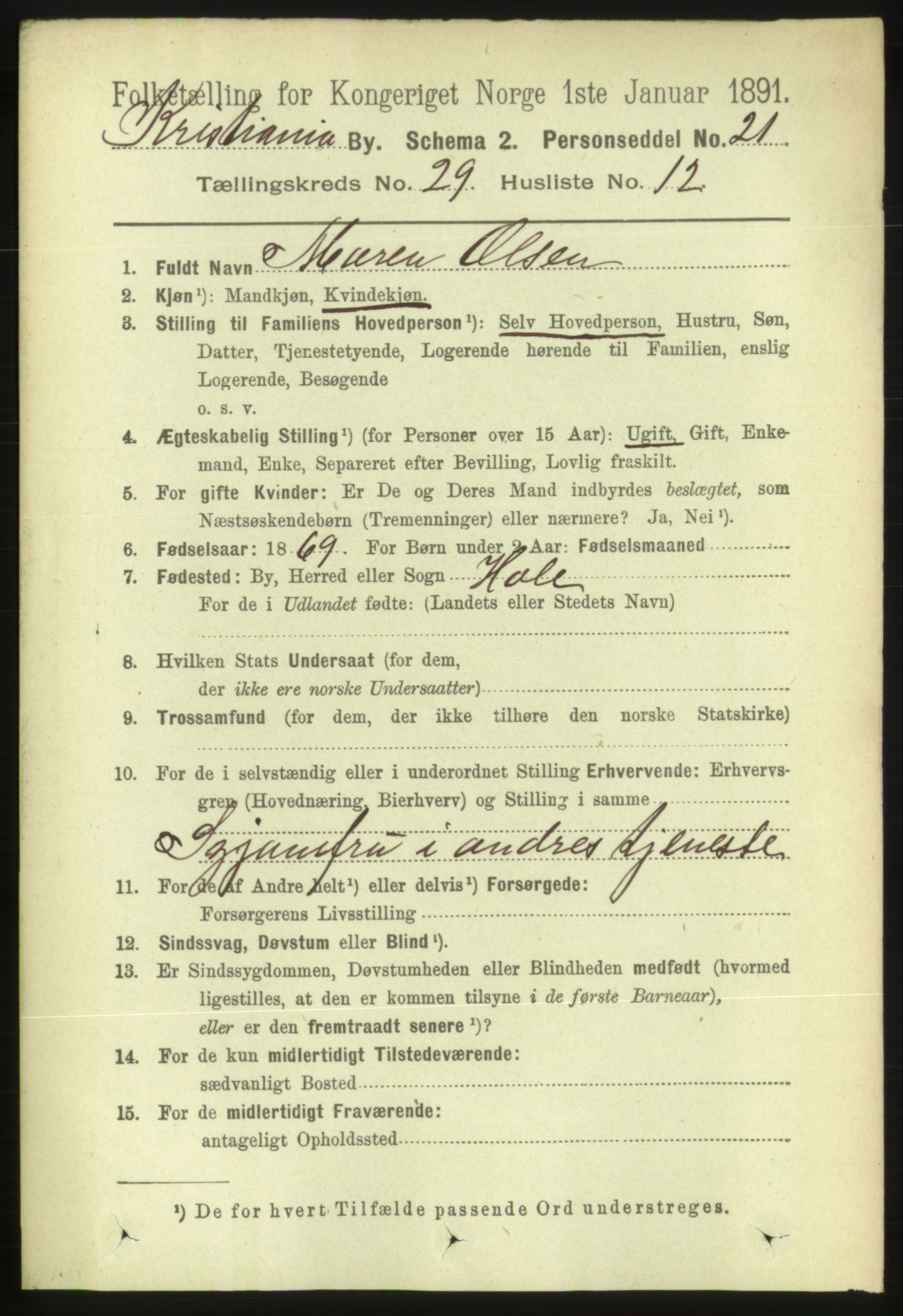 RA, 1891 census for 0301 Kristiania, 1891, p. 15207