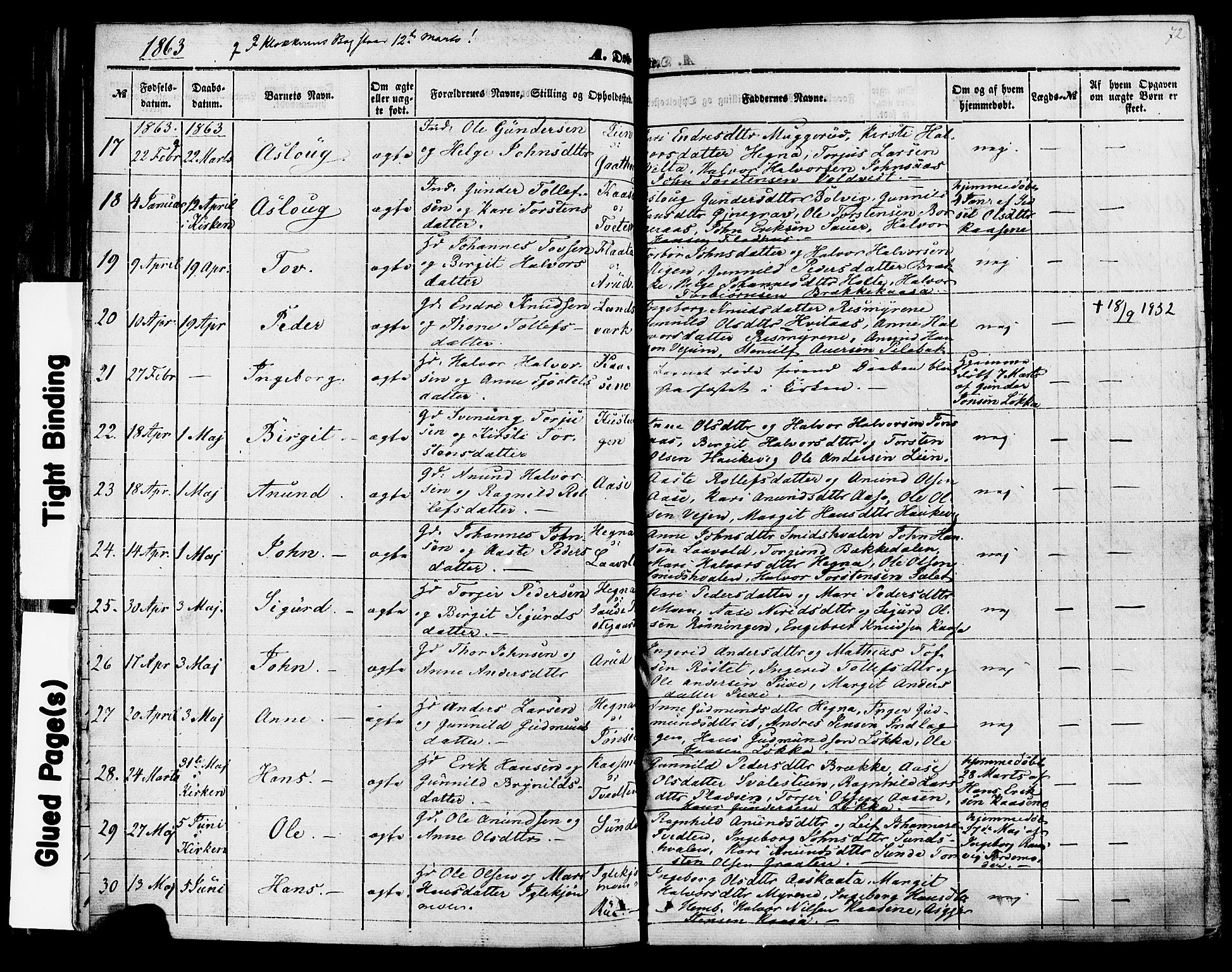 Sauherad kirkebøker, SAKO/A-298/F/Fa/L0007: Parish register (official) no. I 7, 1851-1873, p. 72