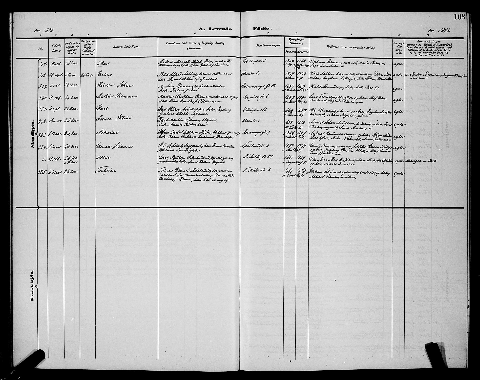 Ministerialprotokoller, klokkerbøker og fødselsregistre - Sør-Trøndelag, SAT/A-1456/604/L0225: Parish register (copy) no. 604C08, 1895-1899, p. 108