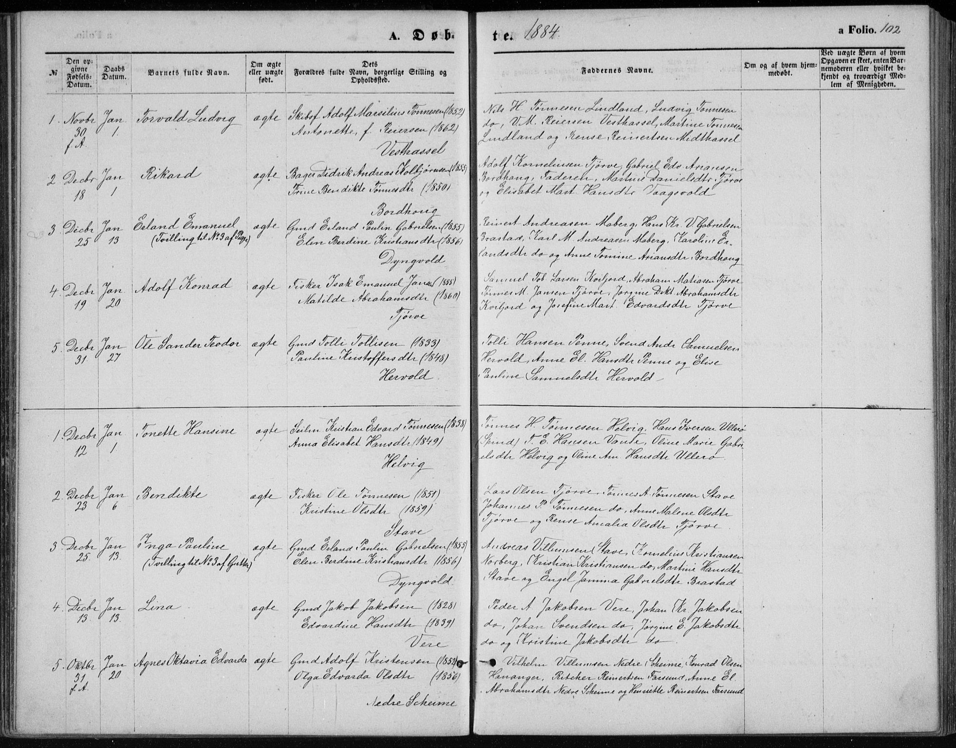 Lista sokneprestkontor, SAK/1111-0027/F/Fb/L0004: Parish register (copy) no. B 4, 1877-1891, p. 102