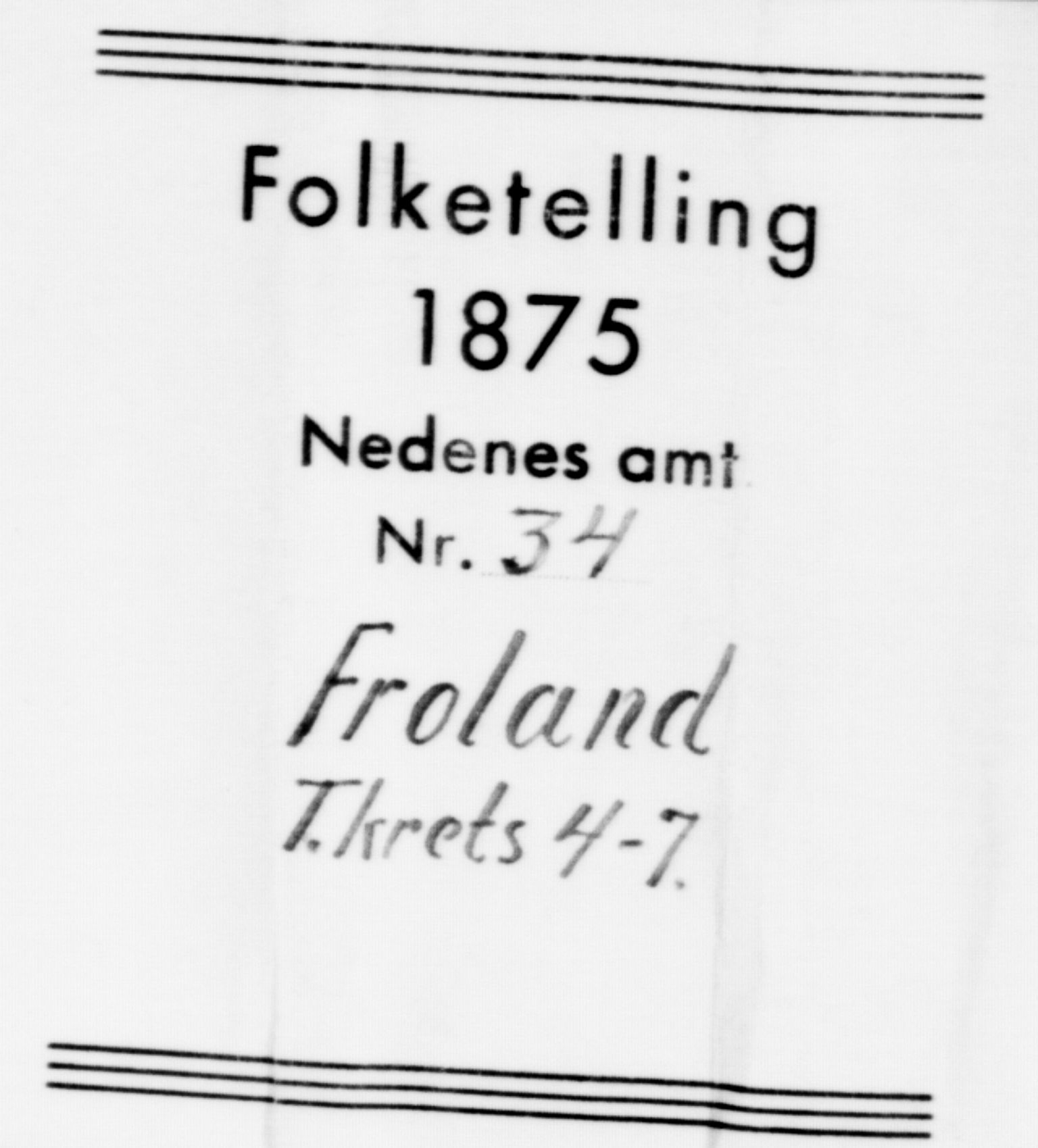 SAK, 1875 census for 0919P Froland, 1875, p. 392