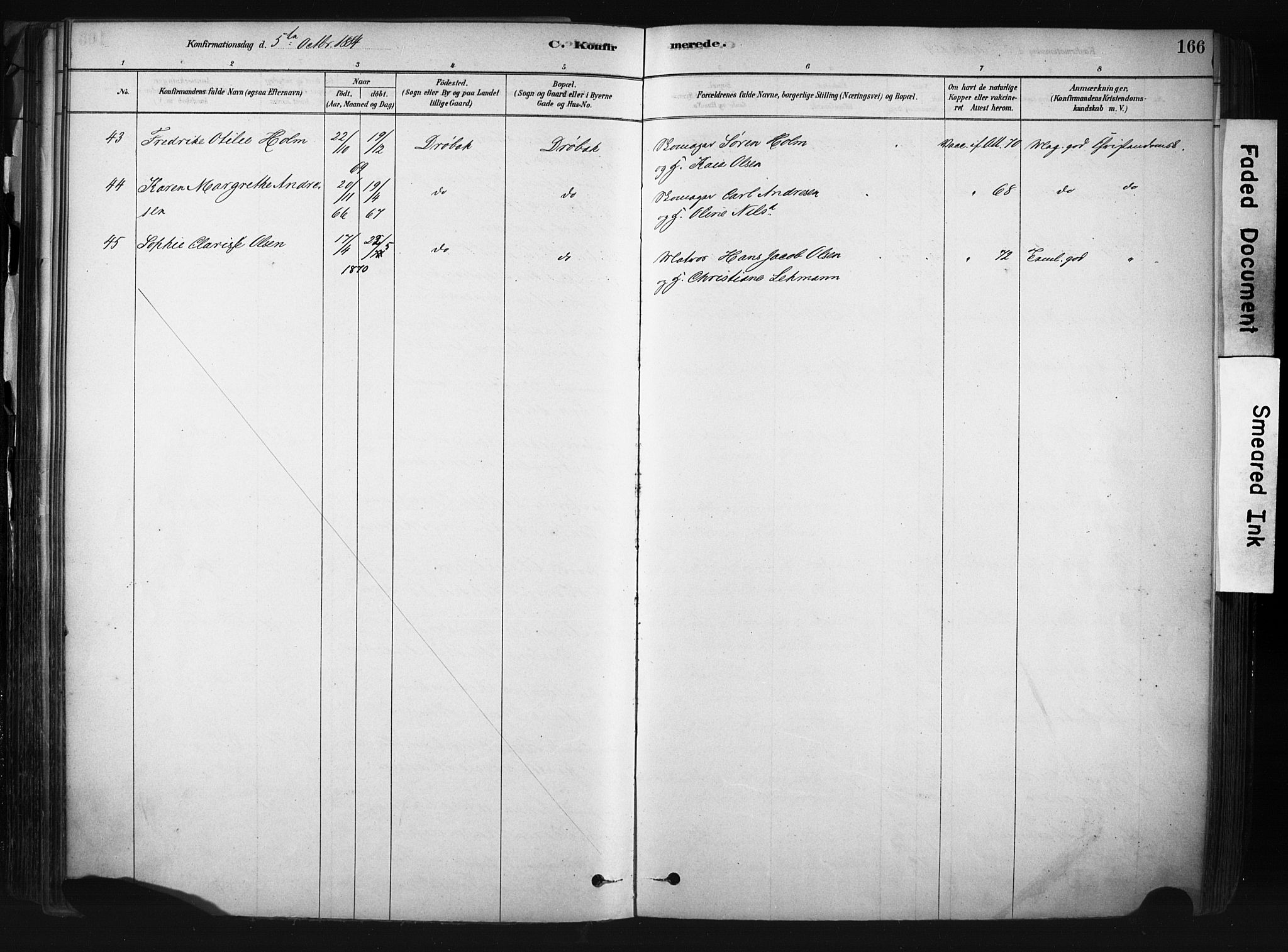 Drøbak prestekontor Kirkebøker, AV/SAO-A-10142a/F/Fb/L0001: Parish register (official) no. II 1, 1878-1891, p. 166