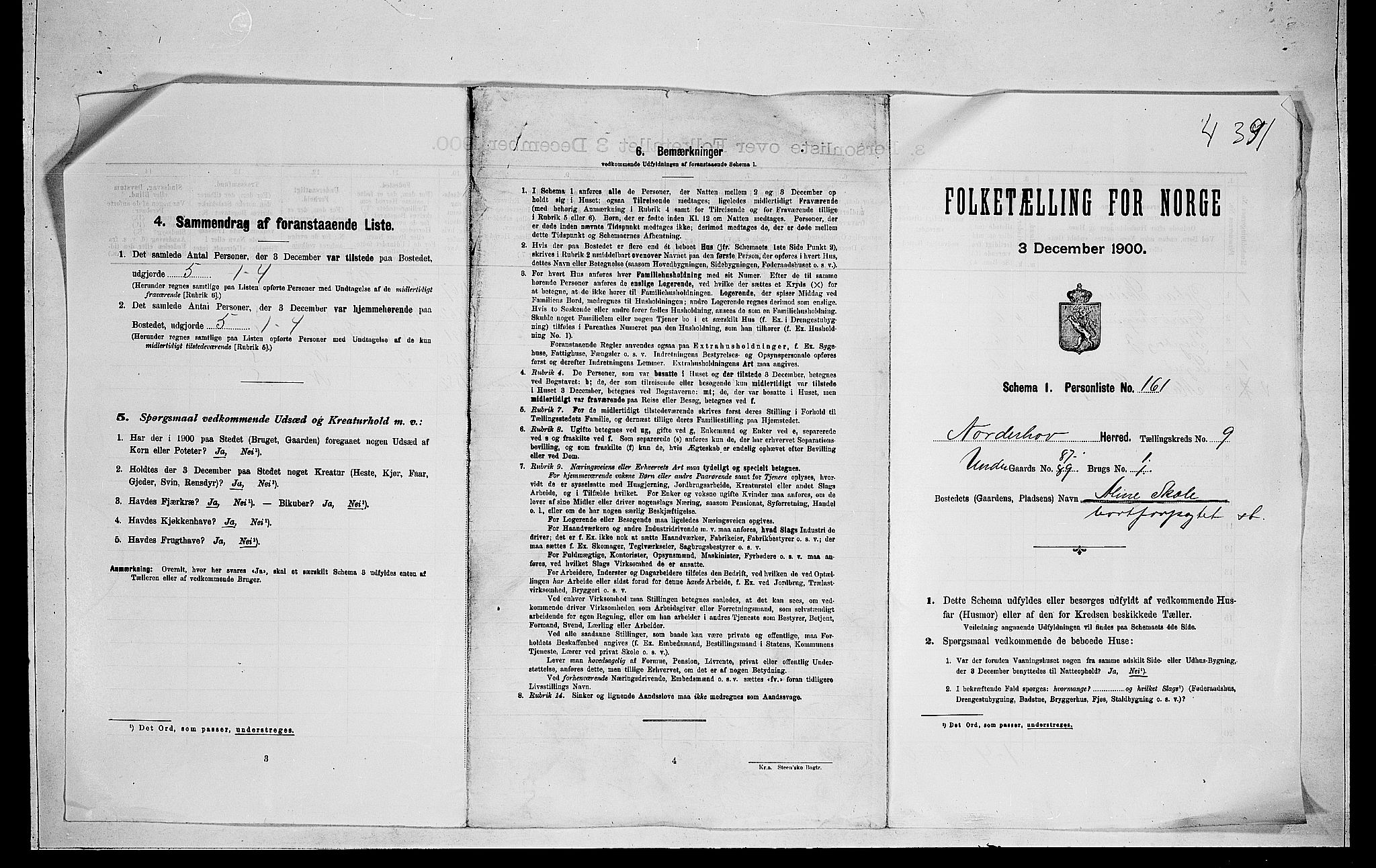 RA, 1900 census for Norderhov, 1900, p. 2283