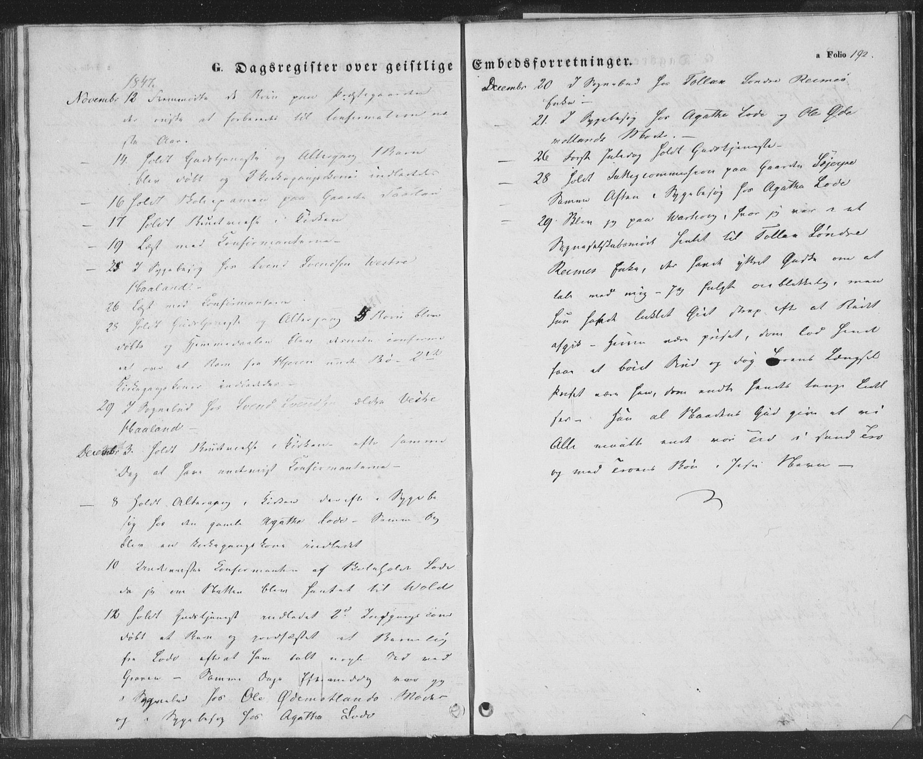 Hå sokneprestkontor, AV/SAST-A-101801/001/30BA/L0006: Parish register (official) no. A 5, 1842-1853, p. 192