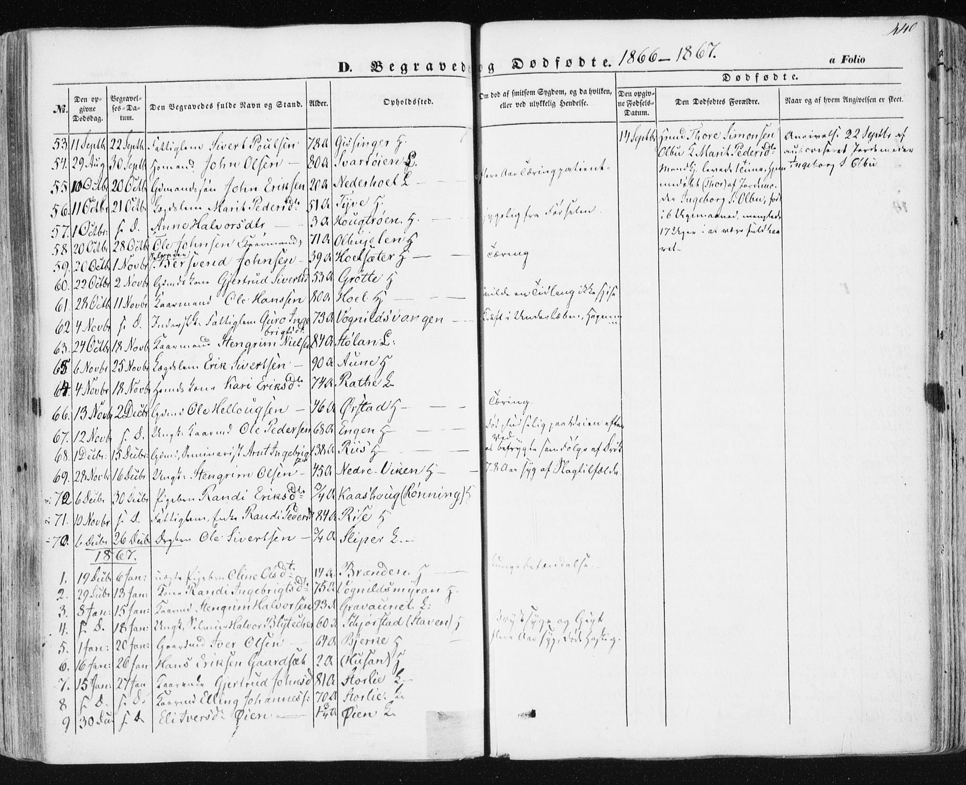 Ministerialprotokoller, klokkerbøker og fødselsregistre - Sør-Trøndelag, SAT/A-1456/678/L0899: Parish register (official) no. 678A08, 1848-1872, p. 440