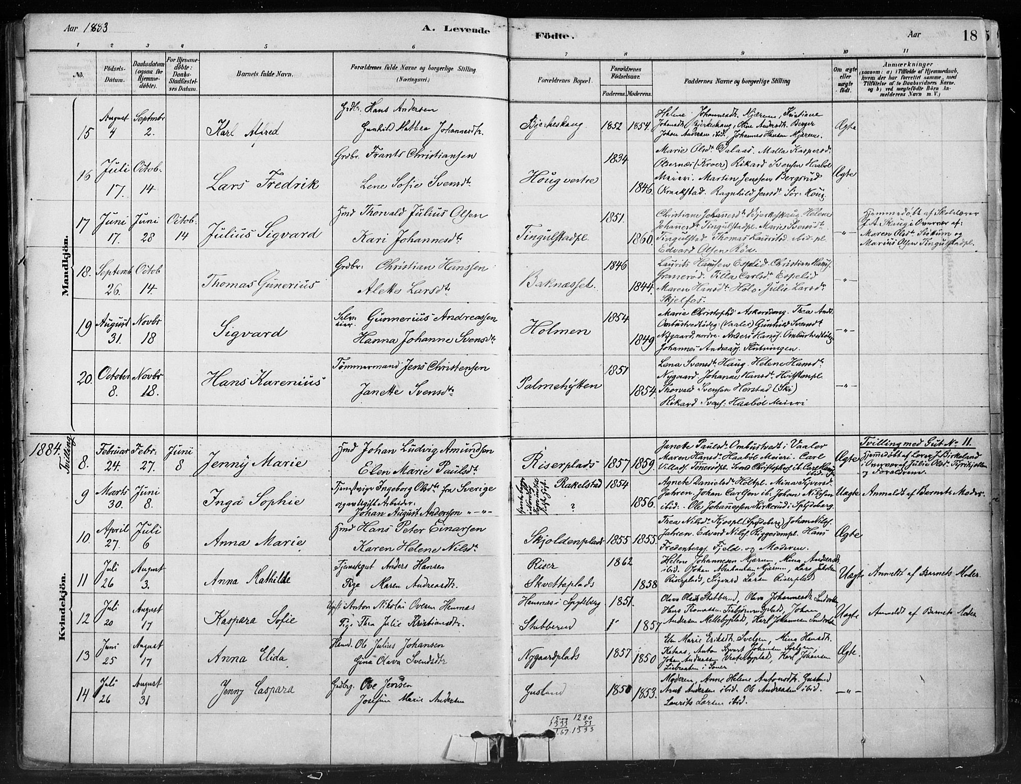 Hobøl prestekontor Kirkebøker, AV/SAO-A-2002/F/Fa/L0005: Parish register (official) no. I 5, 1878-1904, p. 18