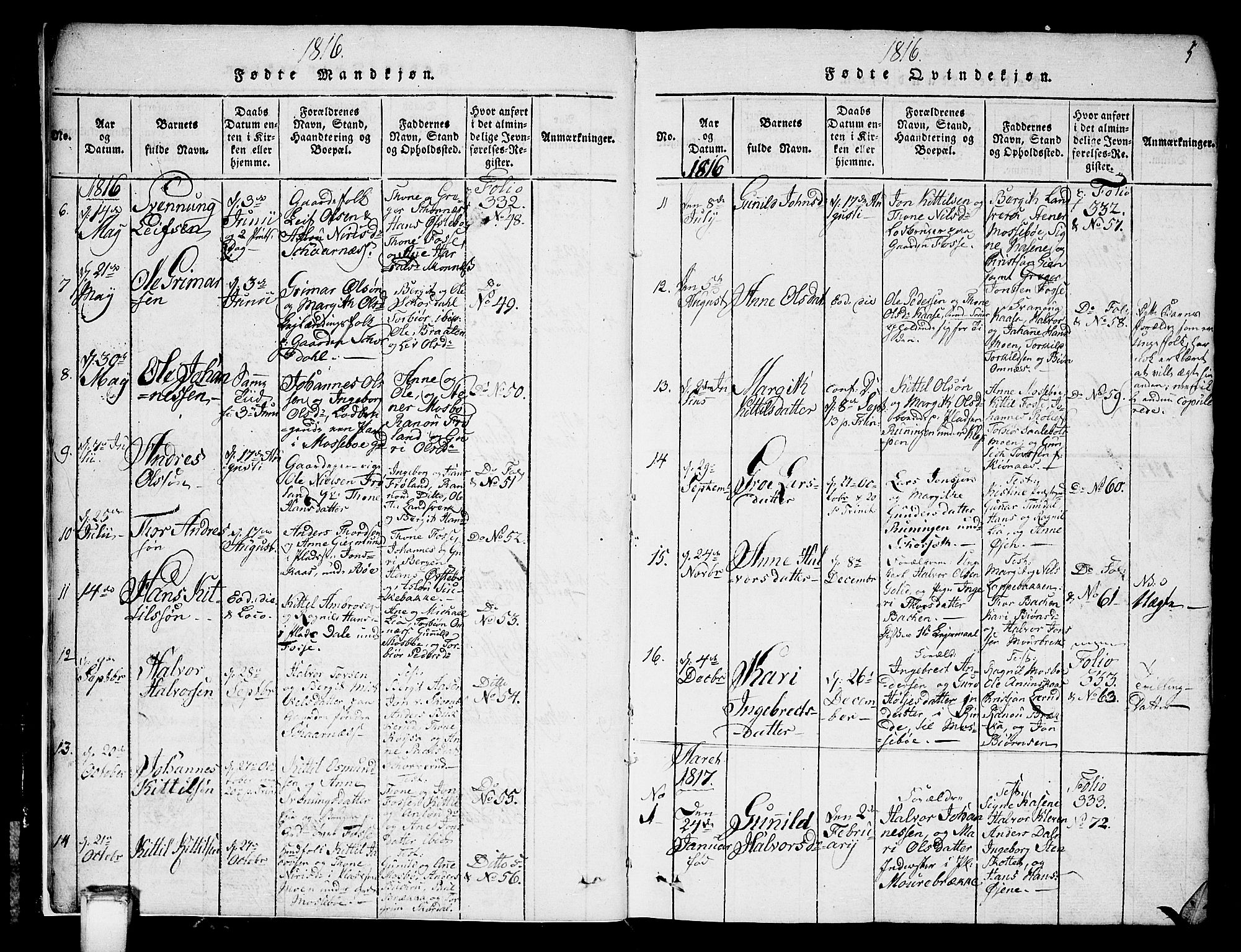 Hjartdal kirkebøker, AV/SAKO-A-270/G/Gb/L0001: Parish register (copy) no. II 1, 1815-1842, p. 5