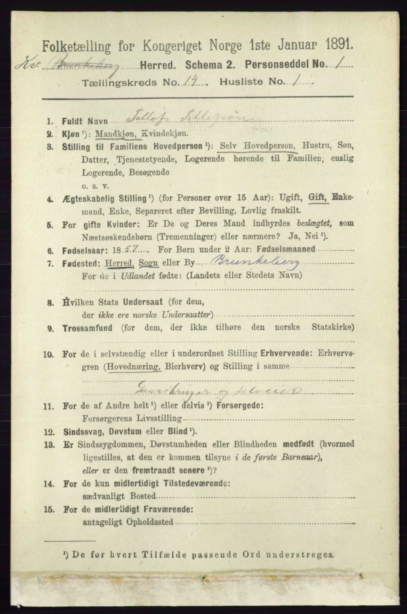 RA, 1891 census for 0829 Kviteseid, 1891, p. 3348