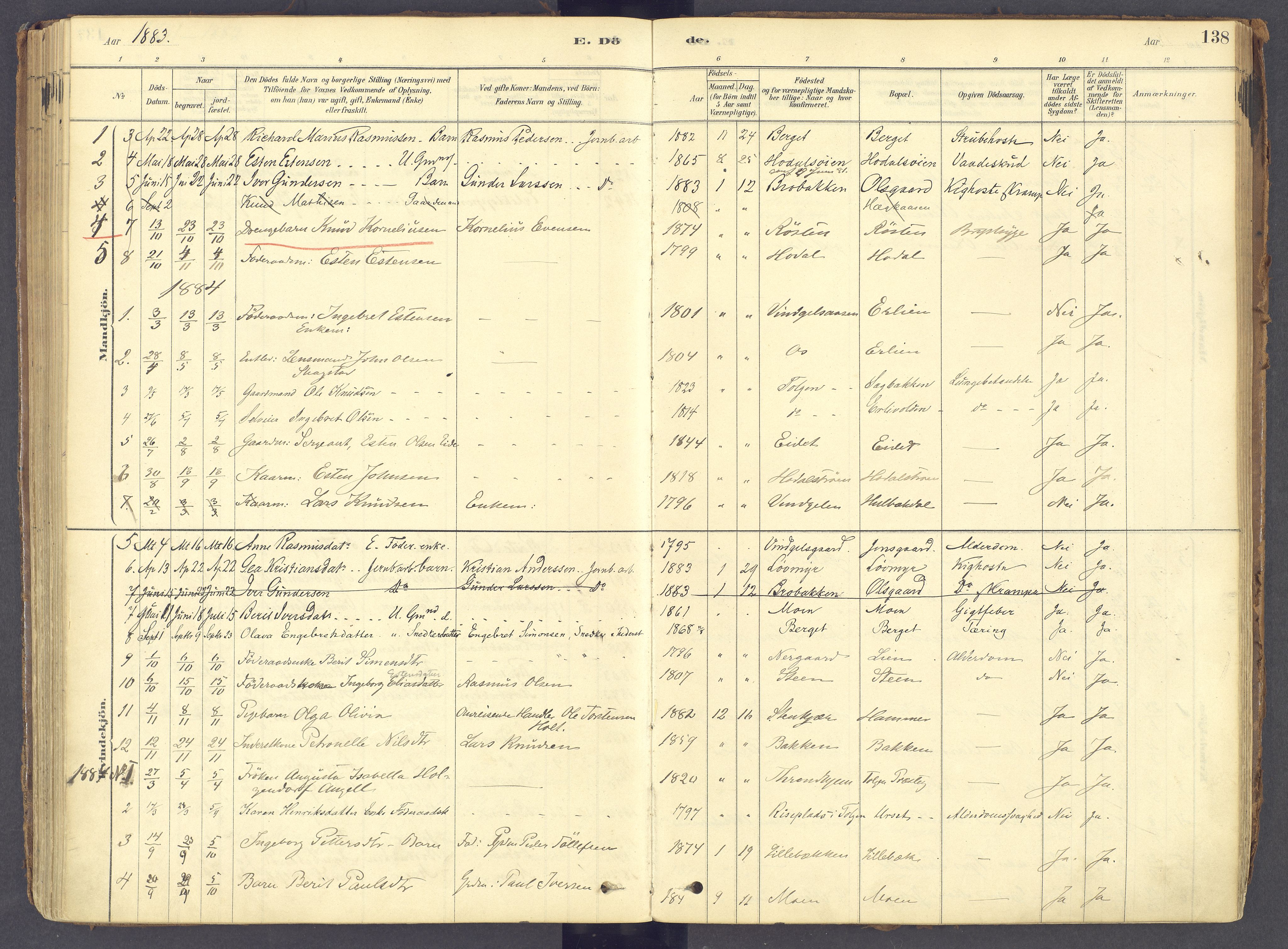 Tolga prestekontor, AV/SAH-PREST-062/K/L0011: Parish register (official) no. 11, 1877-1920, p. 138