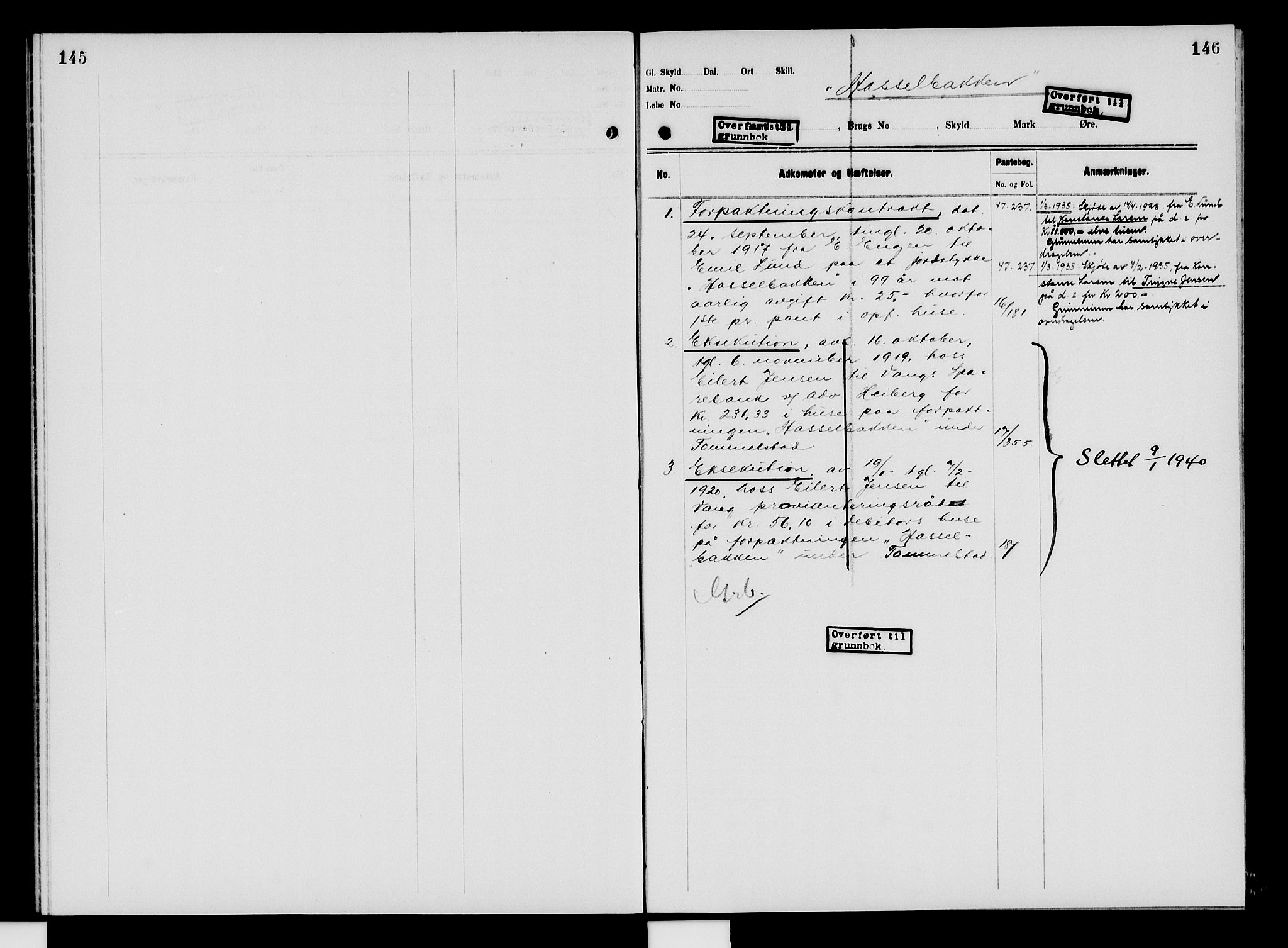 Nord-Hedmark sorenskriveri, SAH/TING-012/H/Ha/Had/Hade/L0009: Mortgage register no. 4.9, 1924-1940, p. 145-146