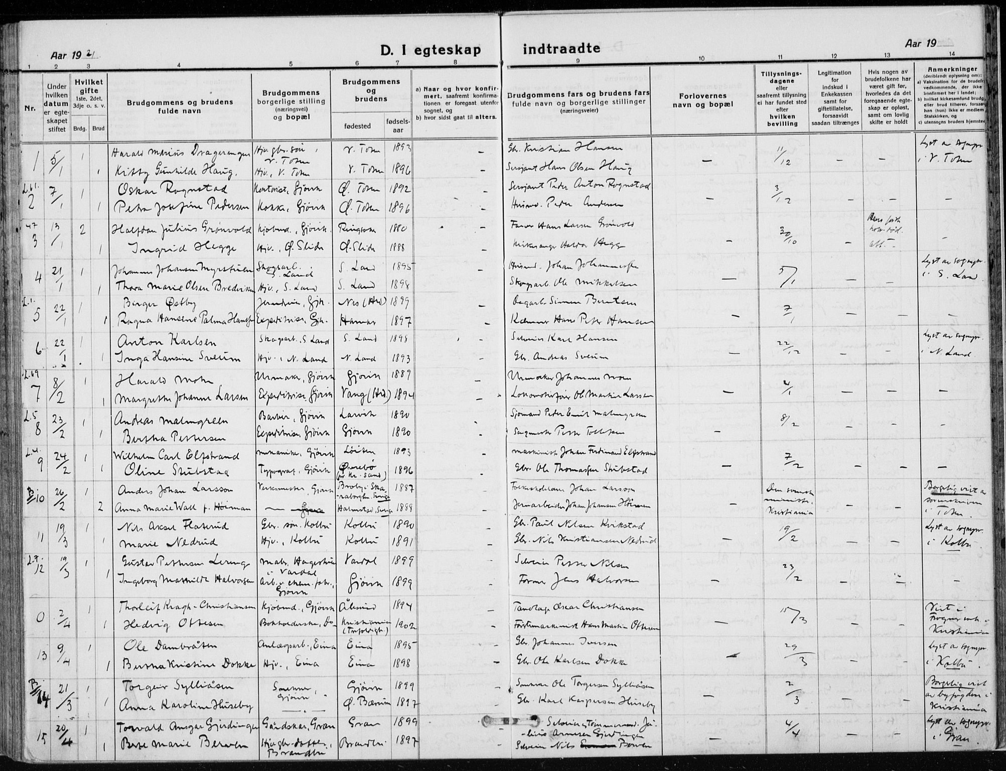 Vardal prestekontor, SAH/PREST-100/H/Ha/Haa/L0014: Parish register (official) no. 14, 1912-1922