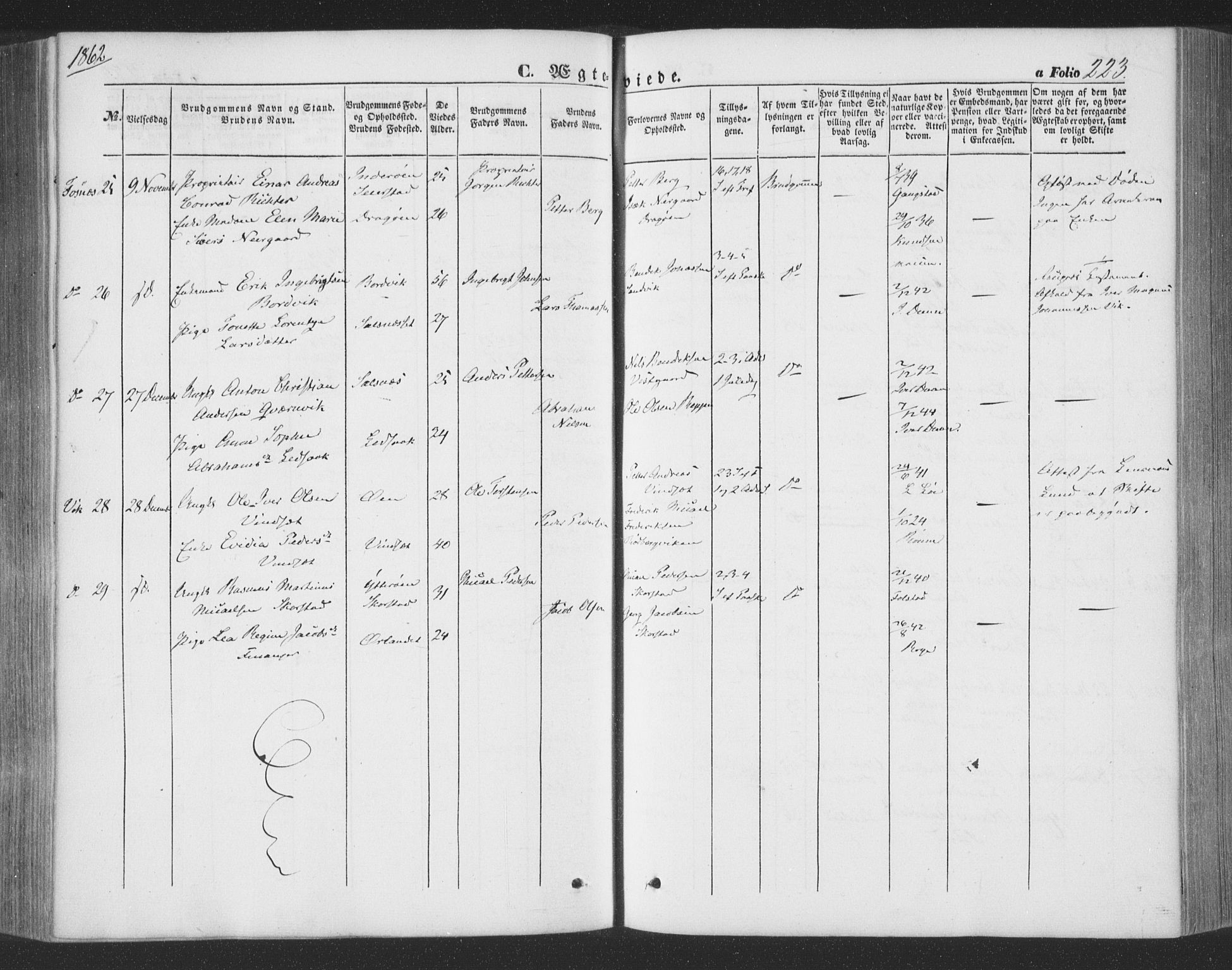 Ministerialprotokoller, klokkerbøker og fødselsregistre - Nord-Trøndelag, SAT/A-1458/773/L0615: Parish register (official) no. 773A06, 1857-1870, p. 223