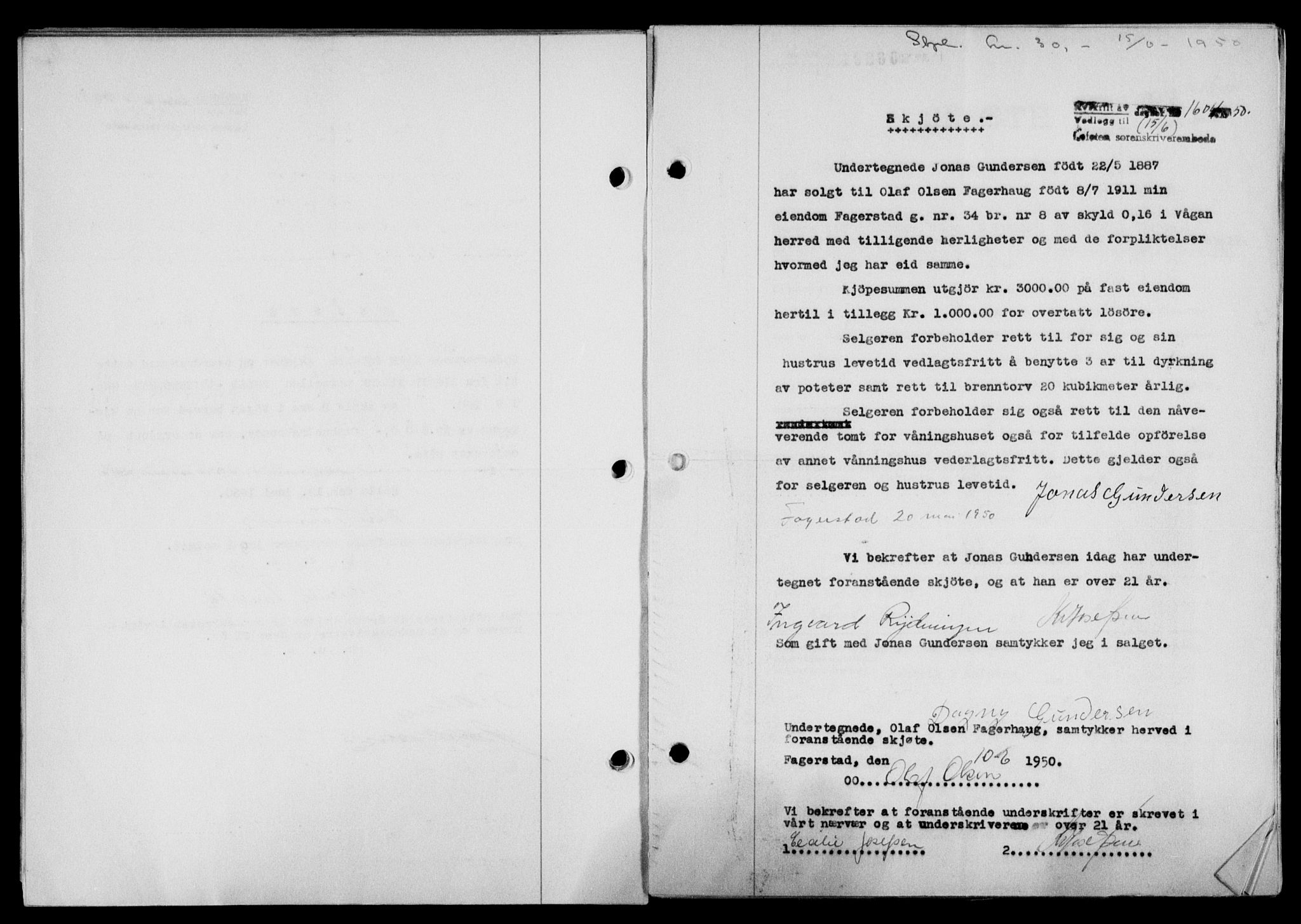 Lofoten sorenskriveri, SAT/A-0017/1/2/2C/L0023a: Mortgage book no. 23a, 1950-1950, Diary no: : 1604/1950