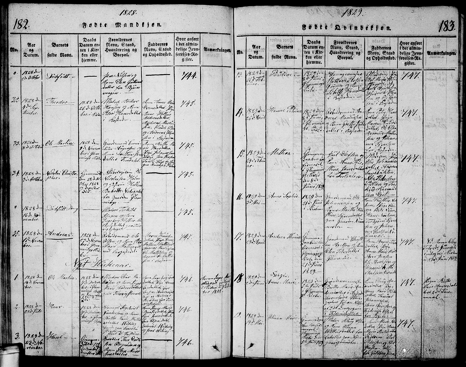 Glemmen prestekontor Kirkebøker, SAO/A-10908/G/Ga/L0001: Parish register (copy) no. 1, 1816-1838, p. 182-183