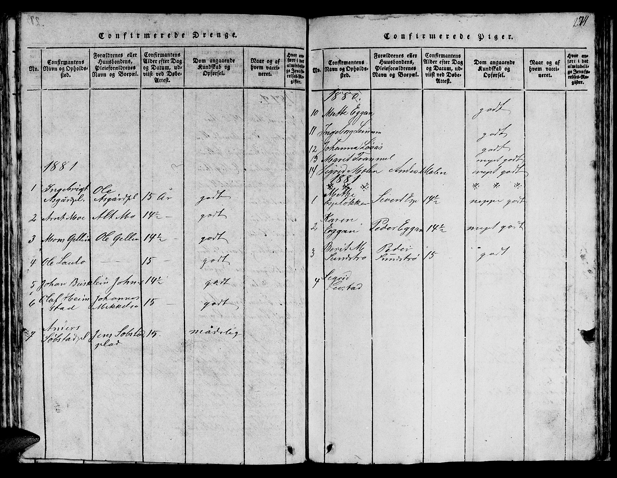 Ministerialprotokoller, klokkerbøker og fødselsregistre - Sør-Trøndelag, SAT/A-1456/613/L0393: Parish register (copy) no. 613C01, 1816-1886, p. 274