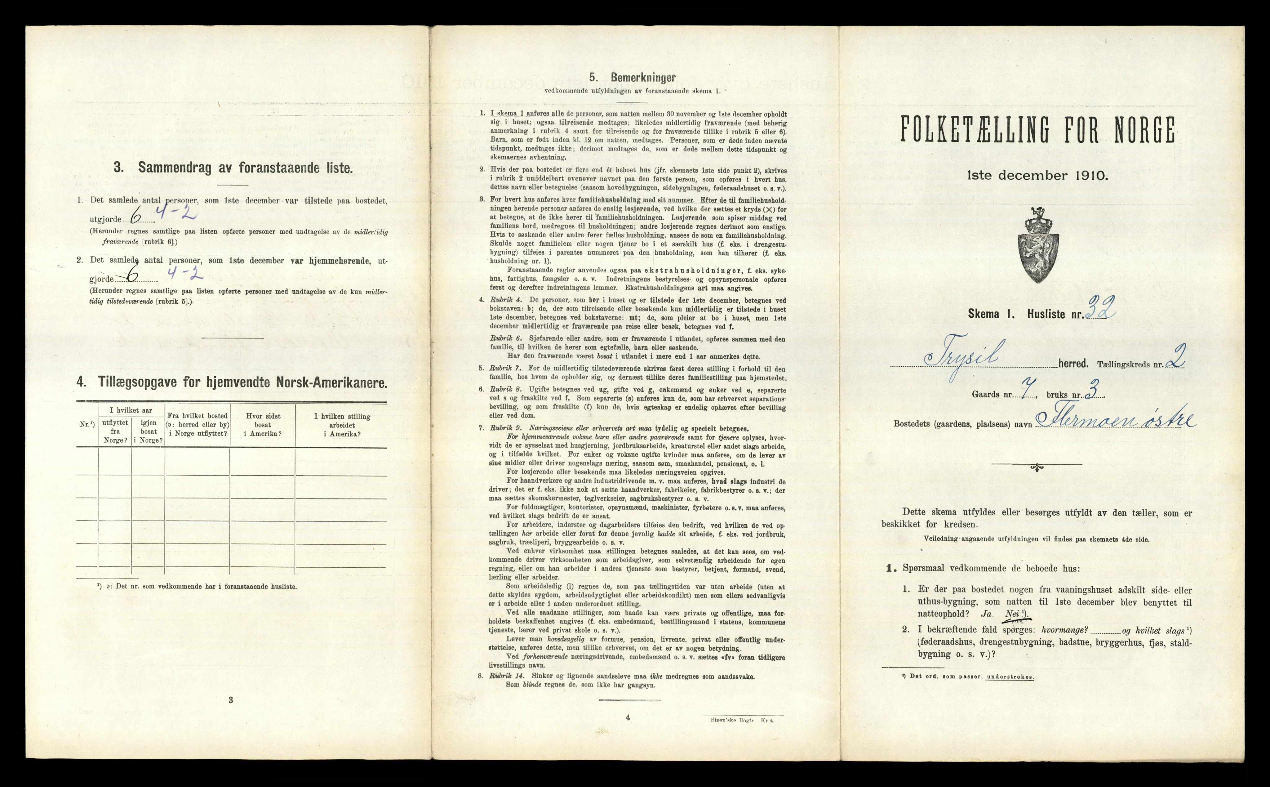 RA, 1910 census for Trysil, 1910, p. 303