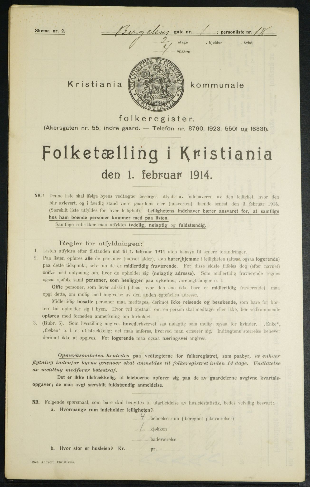 OBA, Municipal Census 1914 for Kristiania, 1914, p. 4027