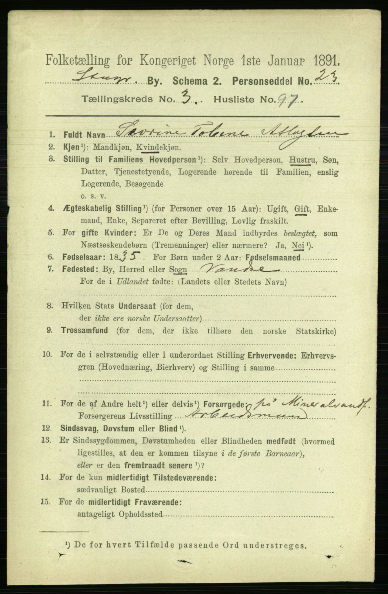 RA, 1891 census for 1103 Stavanger, 1891, p. 7671