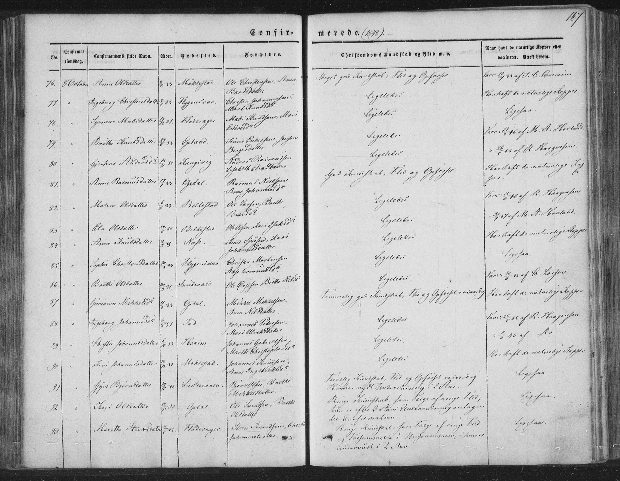 Tysnes sokneprestembete, AV/SAB-A-78601/H/Haa: Parish register (official) no. A 10, 1848-1859, p. 167