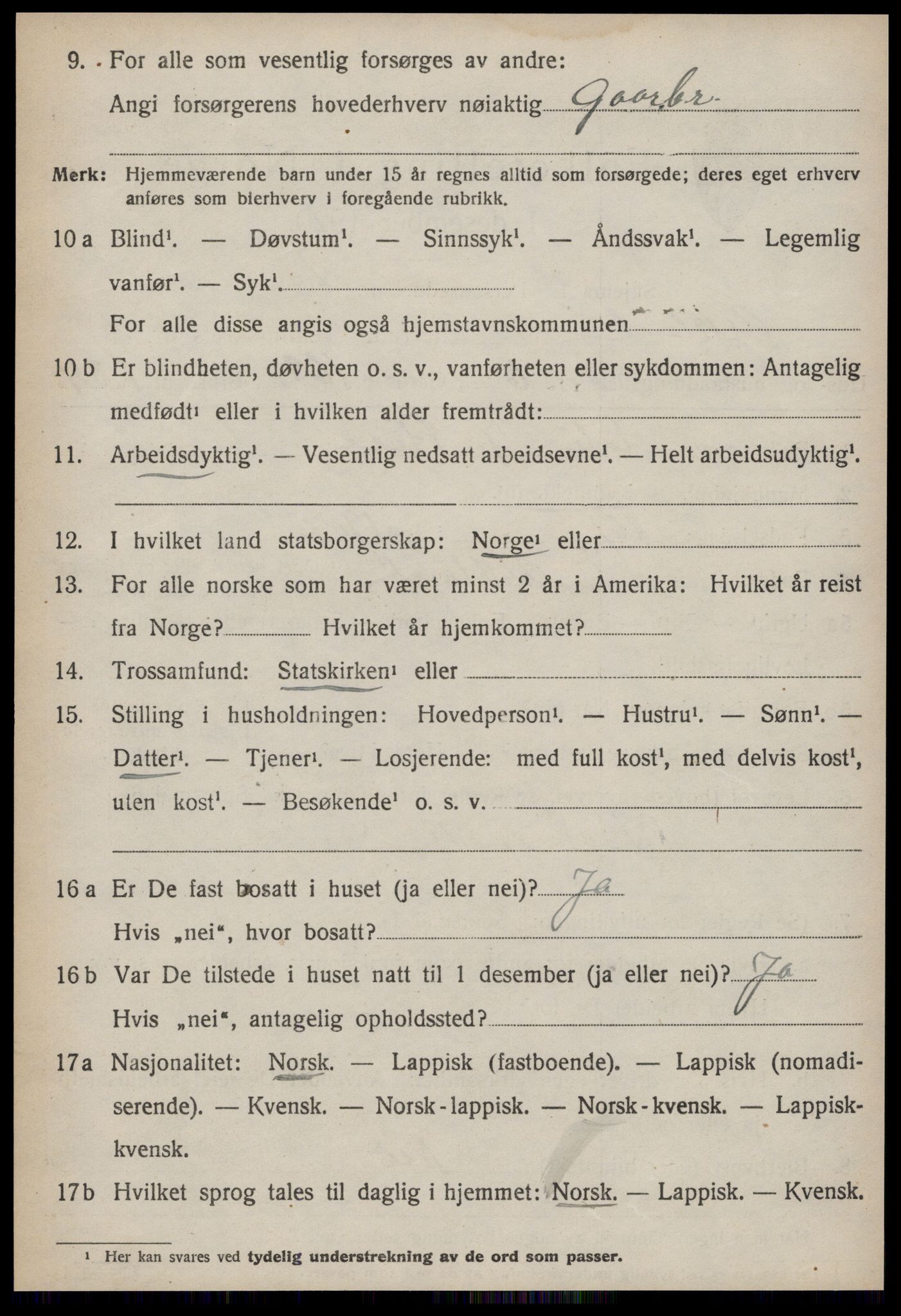 SAT, 1920 census for Orkland, 1920, p. 4087