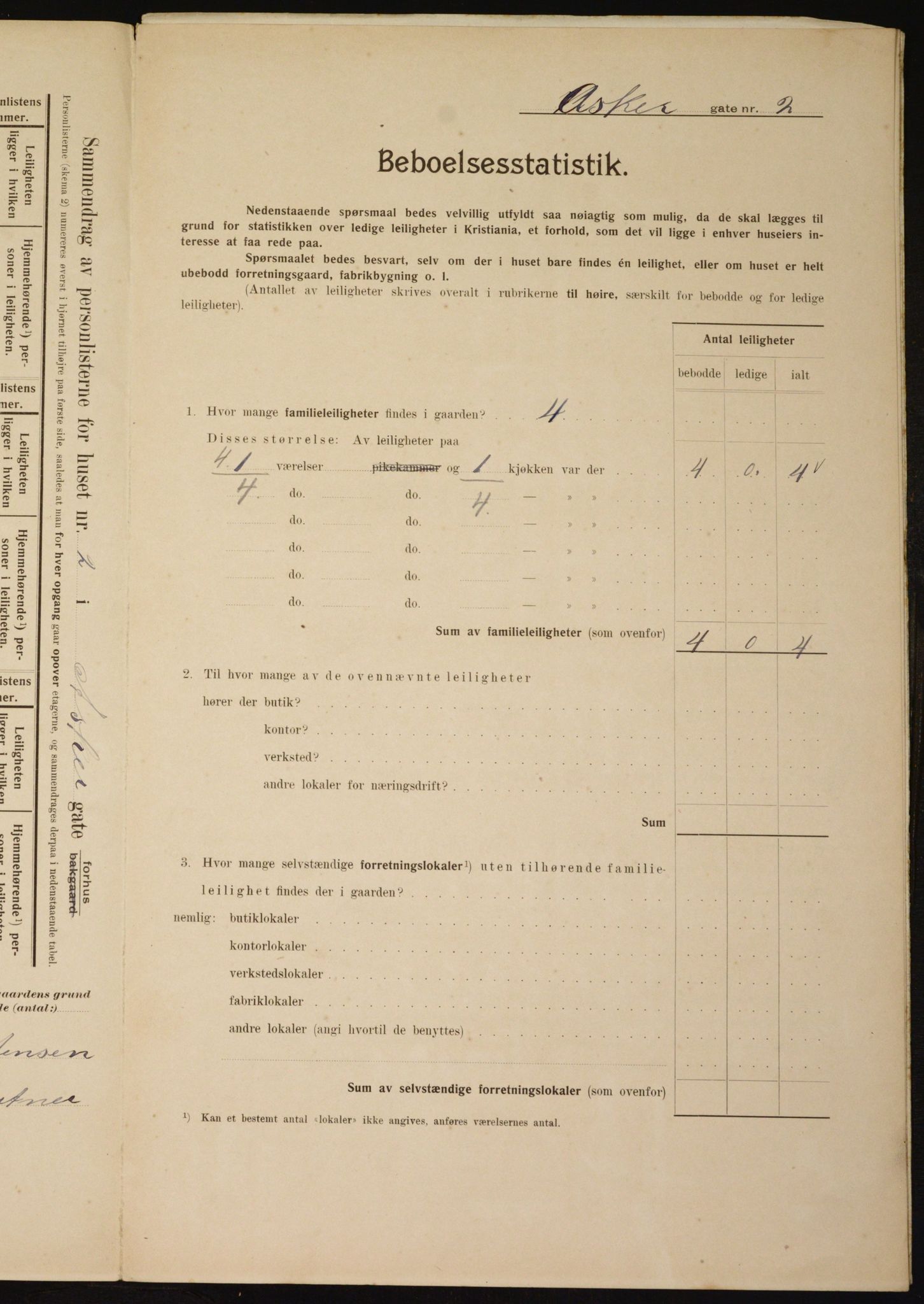 OBA, Municipal Census 1910 for Kristiania, 1910, p. 2316