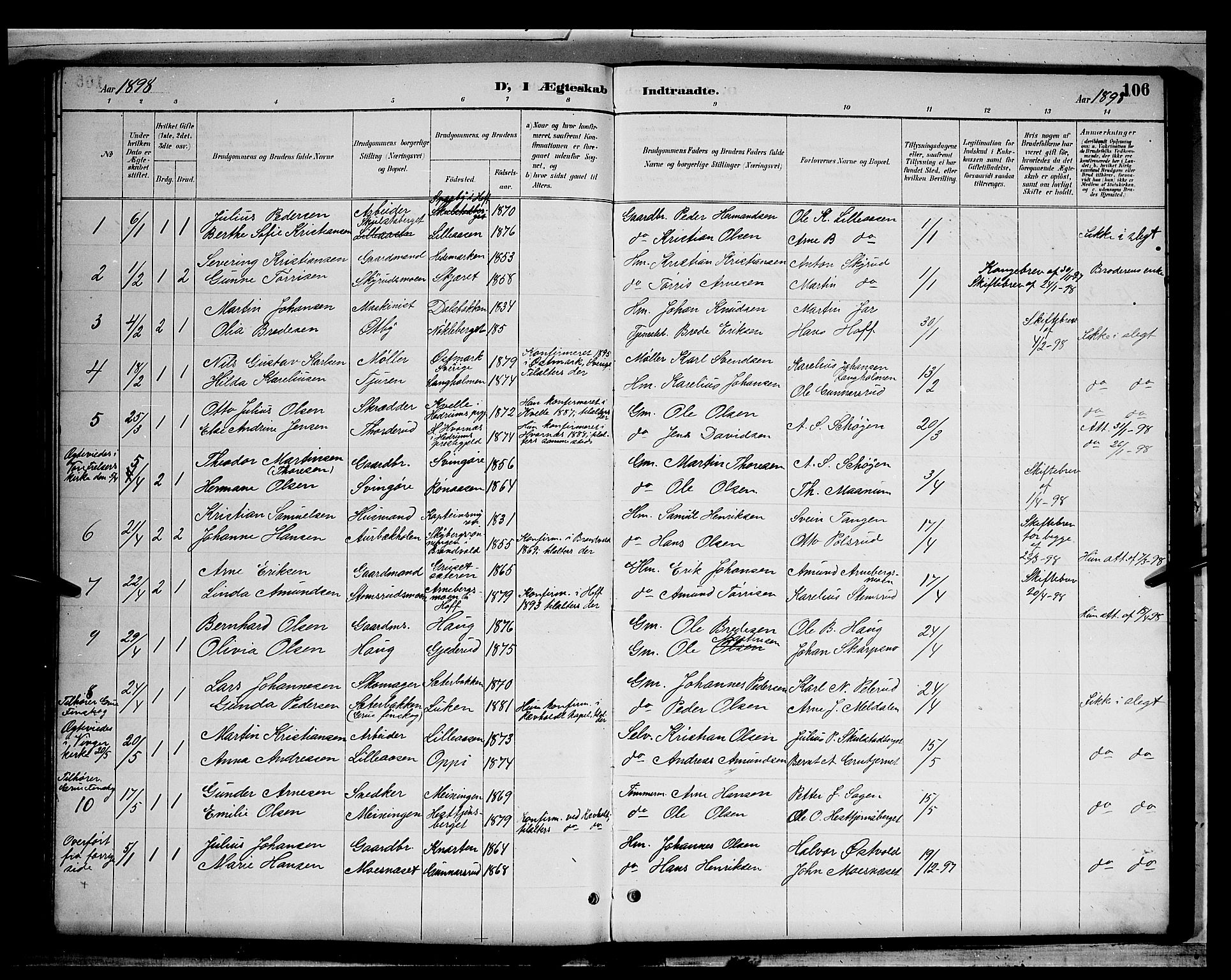 Grue prestekontor, SAH/PREST-036/H/Ha/Hab/L0003: Parish register (copy) no. 3, 1895-1899, p. 106