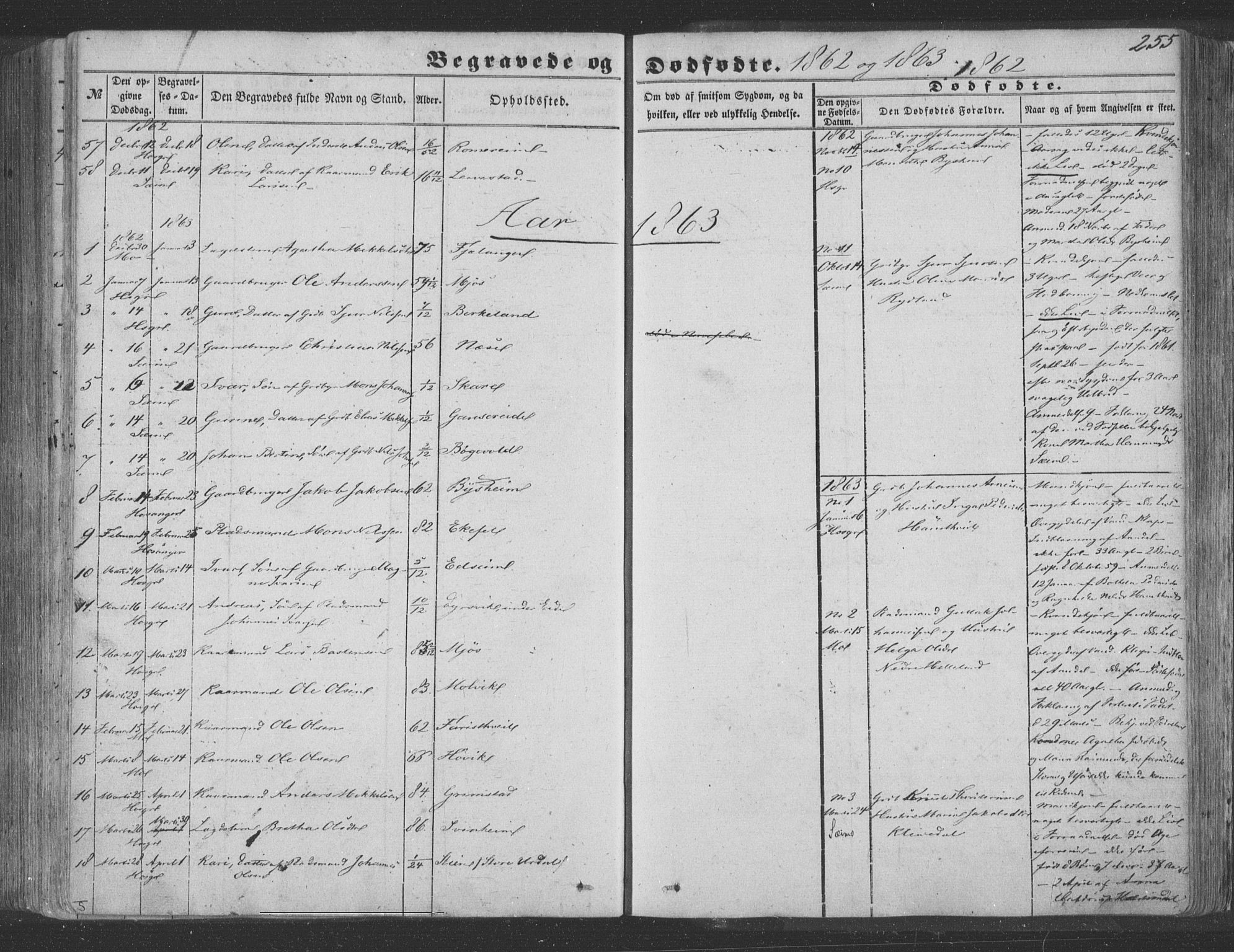 Hosanger sokneprestembete, AV/SAB-A-75801/H/Haa: Parish register (official) no. A 8, 1849-1863, p. 255