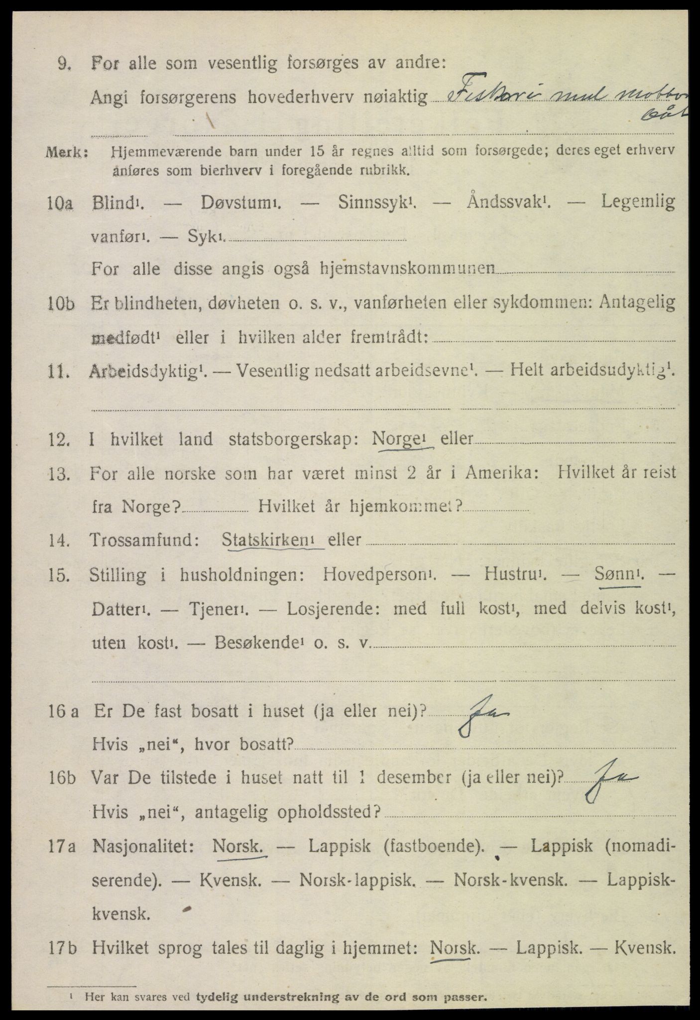 SAT, 1920 census for Vikna, 1920, p. 4994