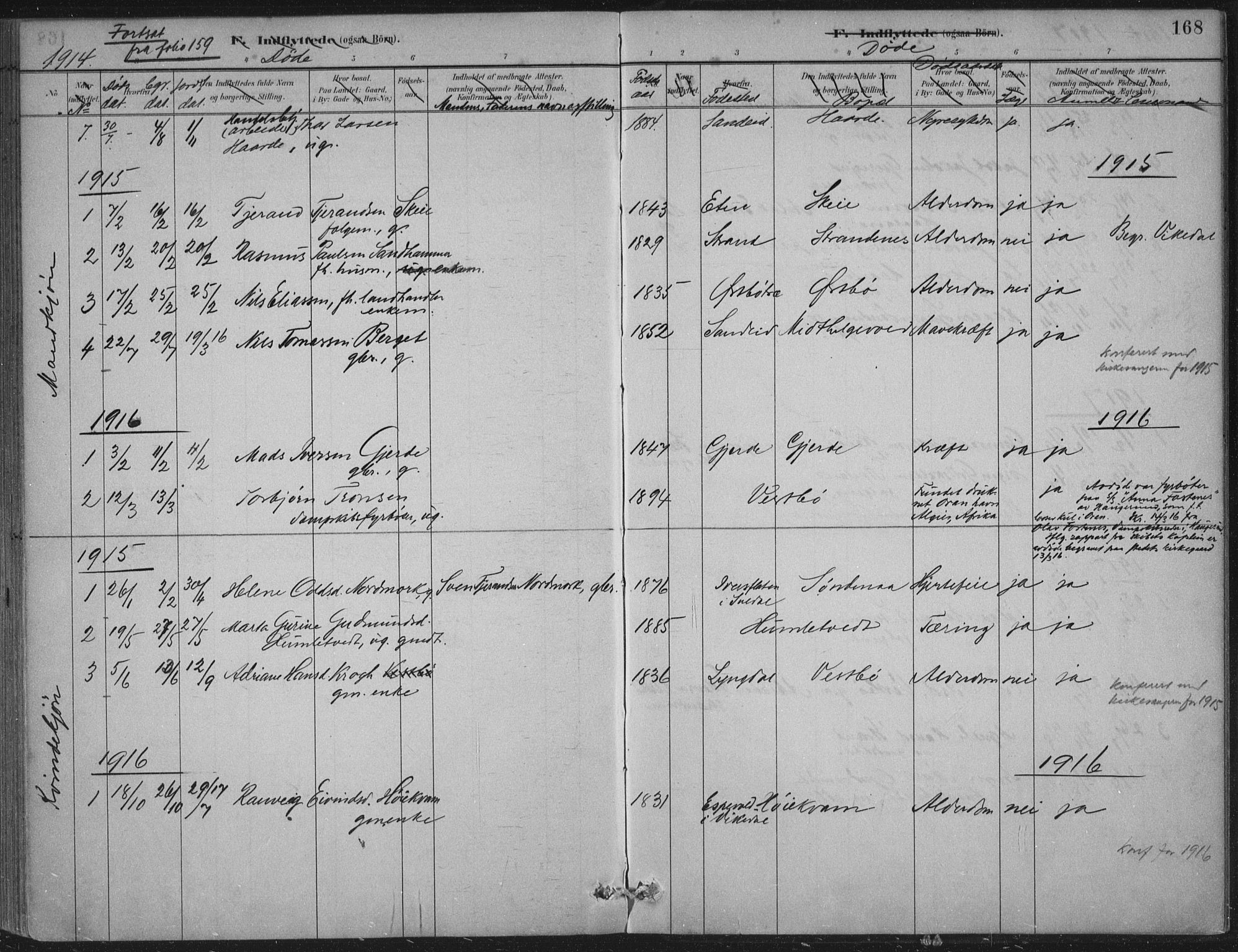 Vikedal sokneprestkontor, AV/SAST-A-101840/01/IV: Parish register (official) no. A 11, 1884-1933, p. 168