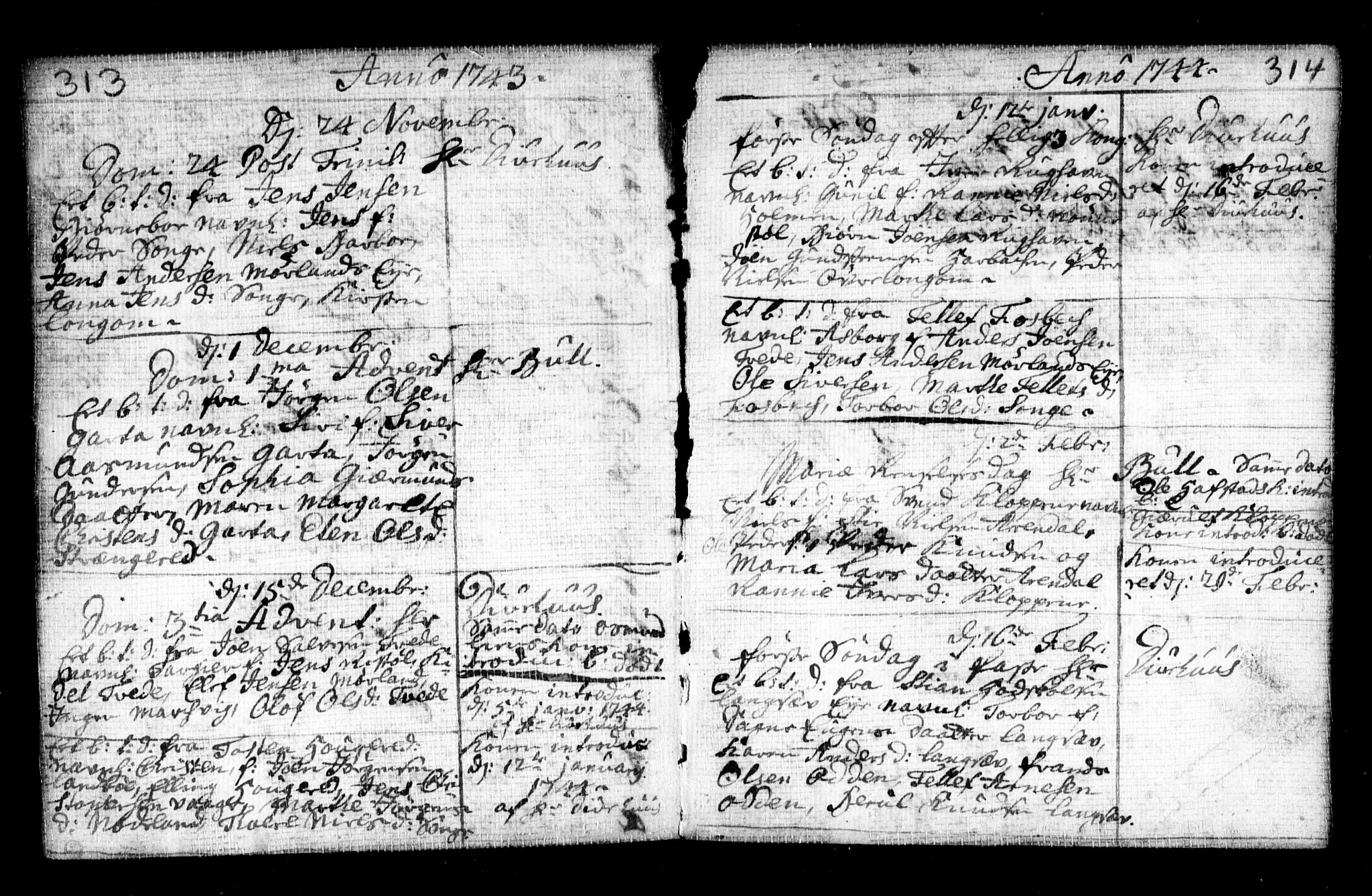 Holt sokneprestkontor, AV/SAK-1111-0021/F/Fa/L0002: Parish register (official) no. A 2, 1739-1753, p. 313-314