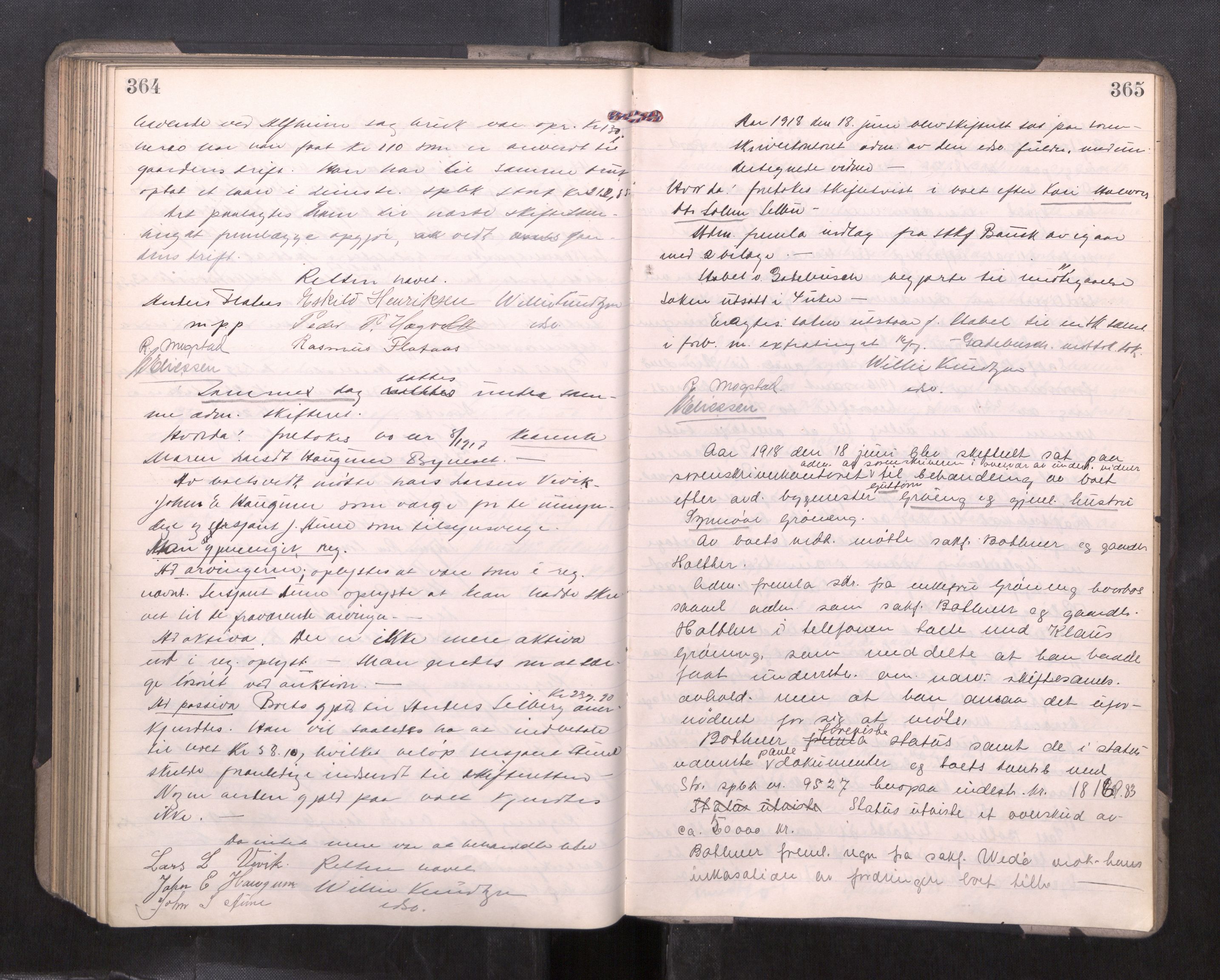 Strinda og Selbu sorenskriveri, AV/SAT-A-0015/3/3B/L0012: Skifteforhandlingsprot. 12, 1915-1919, p. 364-365