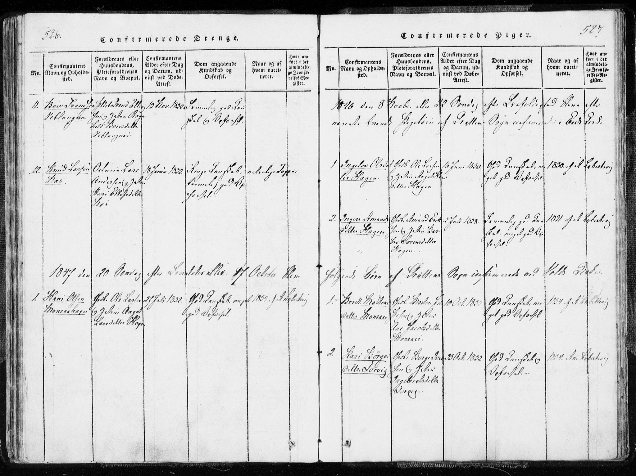 Ministerialprotokoller, klokkerbøker og fødselsregistre - Møre og Romsdal, SAT/A-1454/544/L0571: Parish register (official) no. 544A04, 1818-1853, p. 526-527