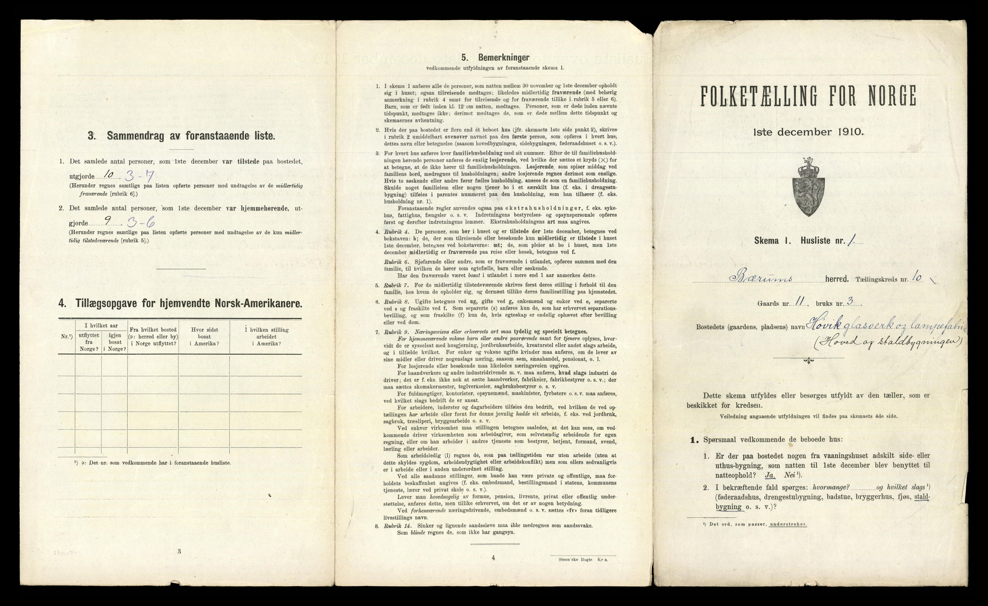 RA, 1910 census for Bærum, 1910, p. 1631