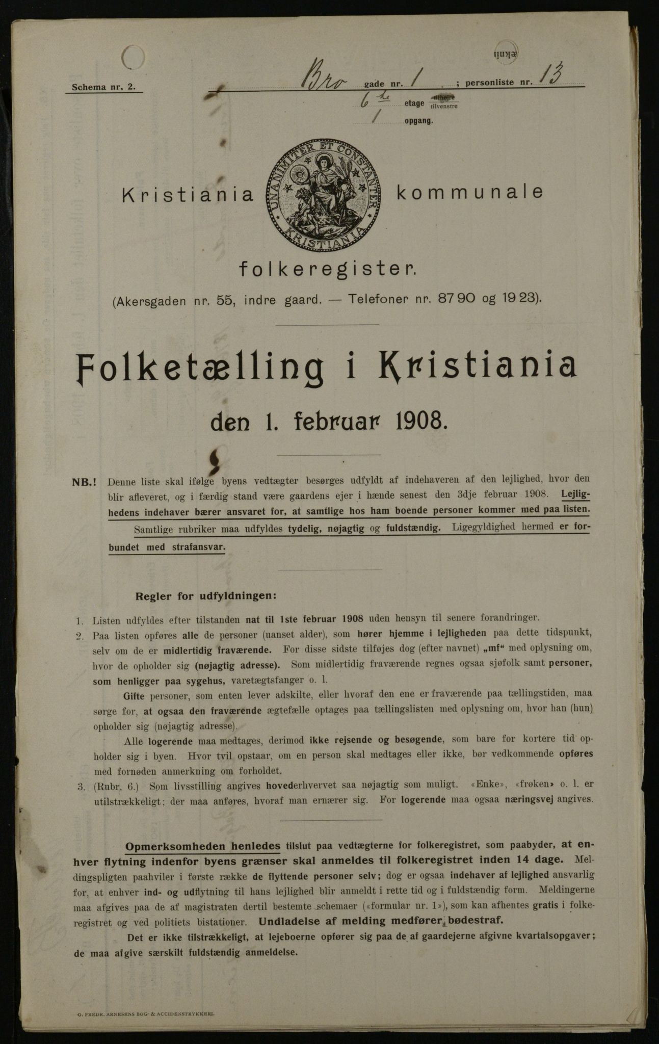 OBA, Municipal Census 1908 for Kristiania, 1908, p. 9216