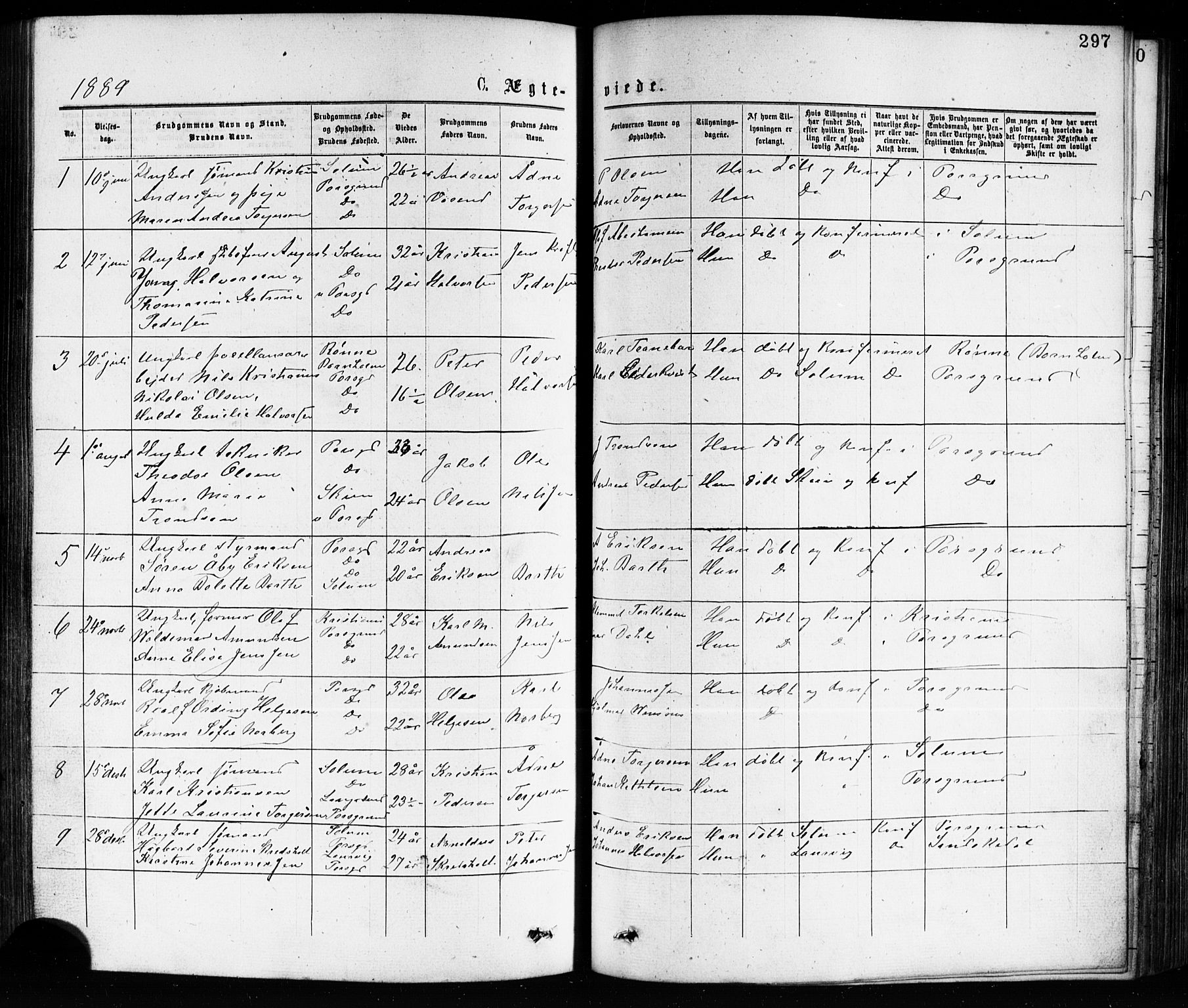 Porsgrunn kirkebøker , AV/SAKO-A-104/G/Ga/L0003: Parish register (copy) no. I 3, 1877-1915, p. 297