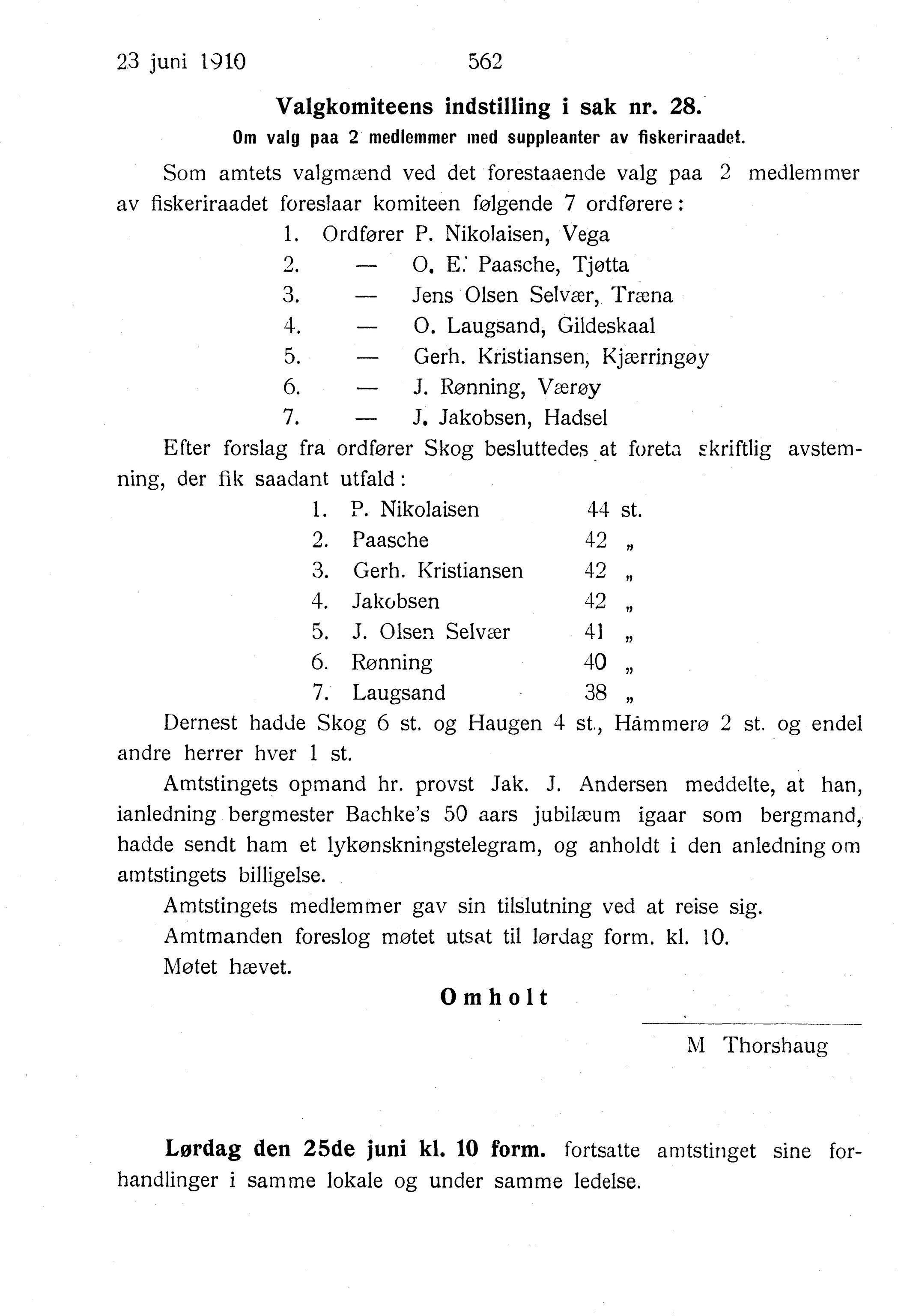 Nordland Fylkeskommune. Fylkestinget, AIN/NFK-17/176/A/Ac/L0033: Fylkestingsforhandlinger 1910, 1910, p. 562