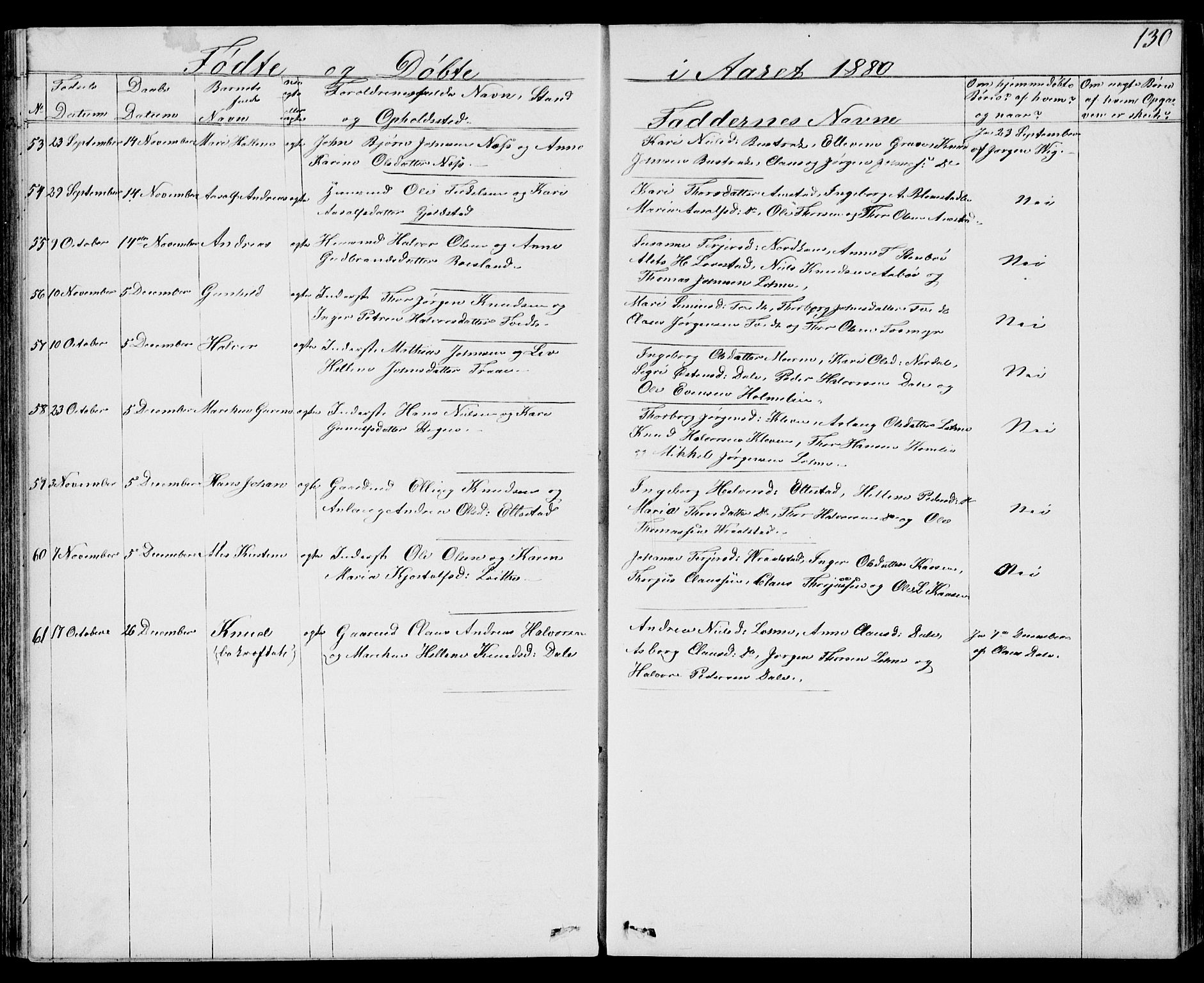 Drangedal kirkebøker, SAKO/A-258/G/Gb/L0001: Parish register (copy) no. II 1, 1856-1894, p. 130