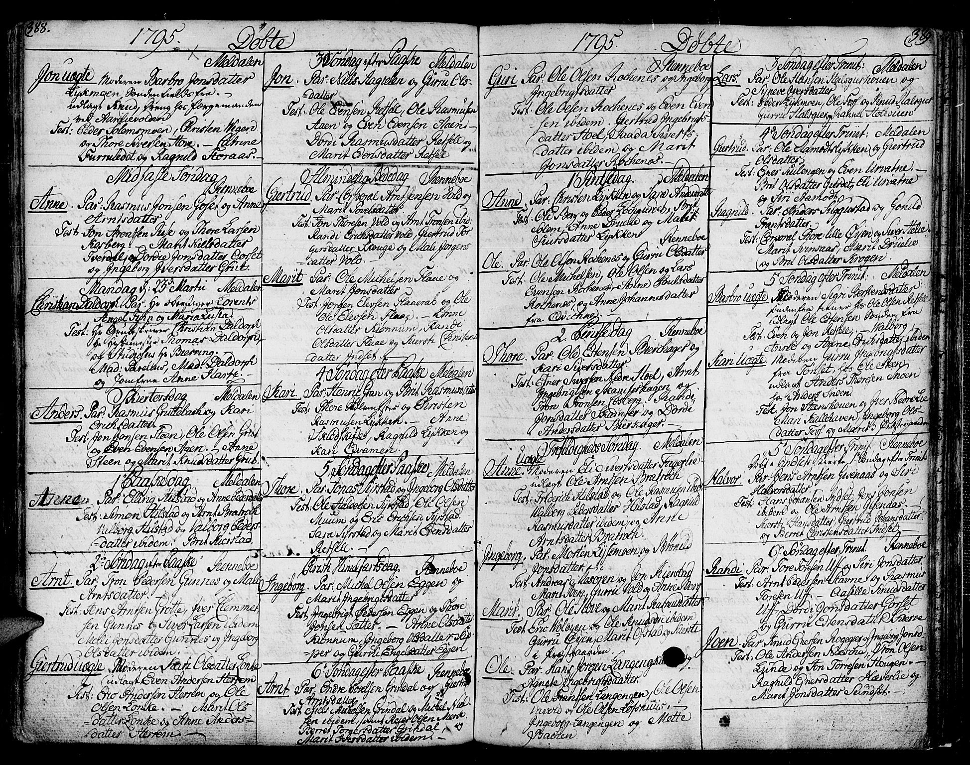 Ministerialprotokoller, klokkerbøker og fødselsregistre - Sør-Trøndelag, SAT/A-1456/672/L0852: Parish register (official) no. 672A05, 1776-1815, p. 388-389