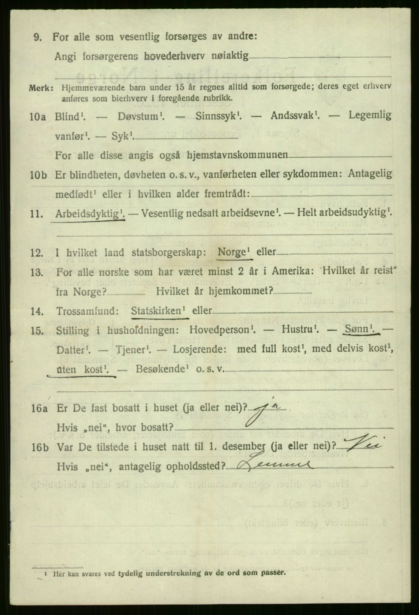 SAB, 1920 census for Voss, 1920, p. 10058