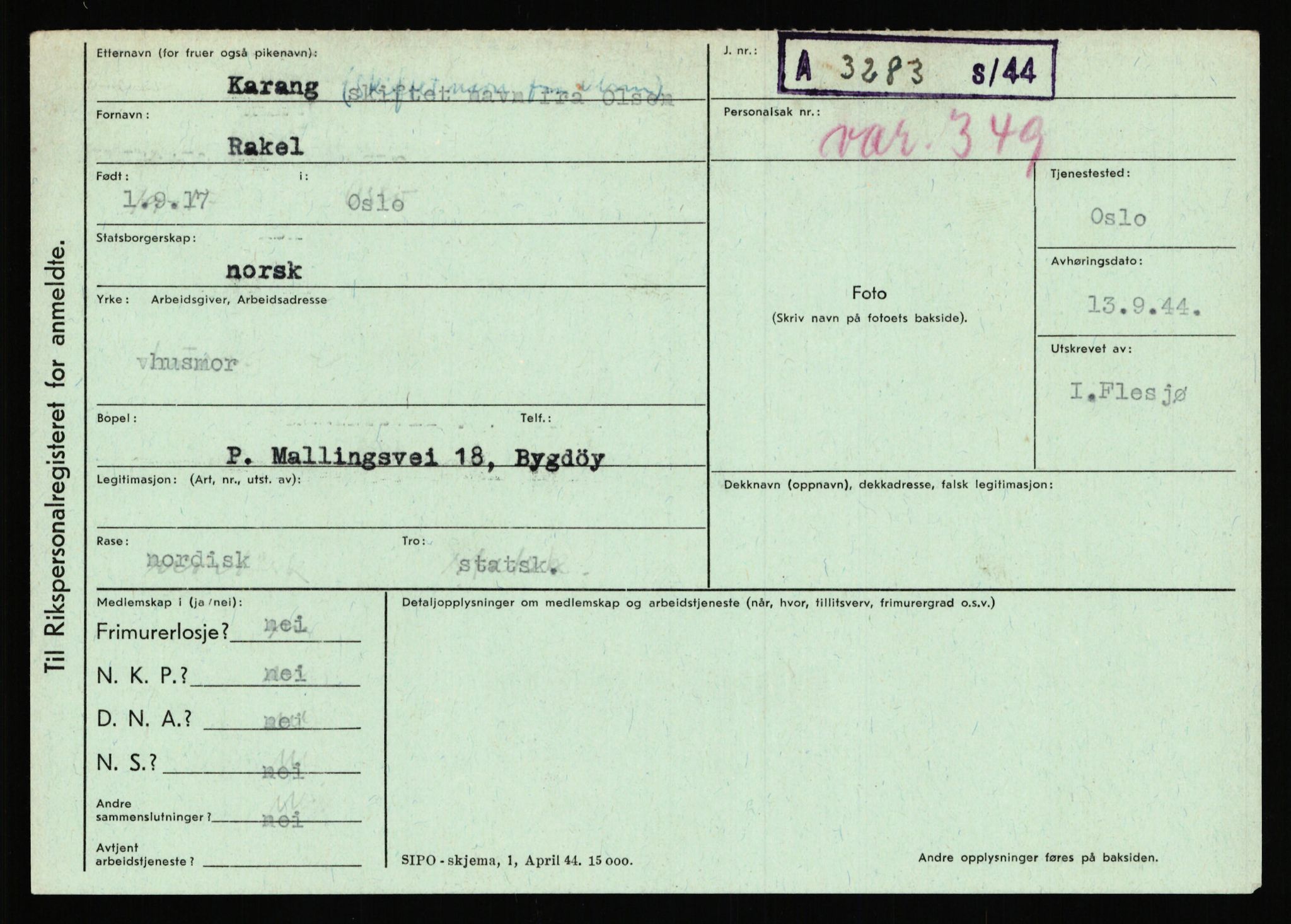 Statspolitiet - Hovedkontoret / Osloavdelingen, AV/RA-S-1329/C/Ca/L0008: Johan(nes)sen - Knoph, 1943-1945, p. 3248