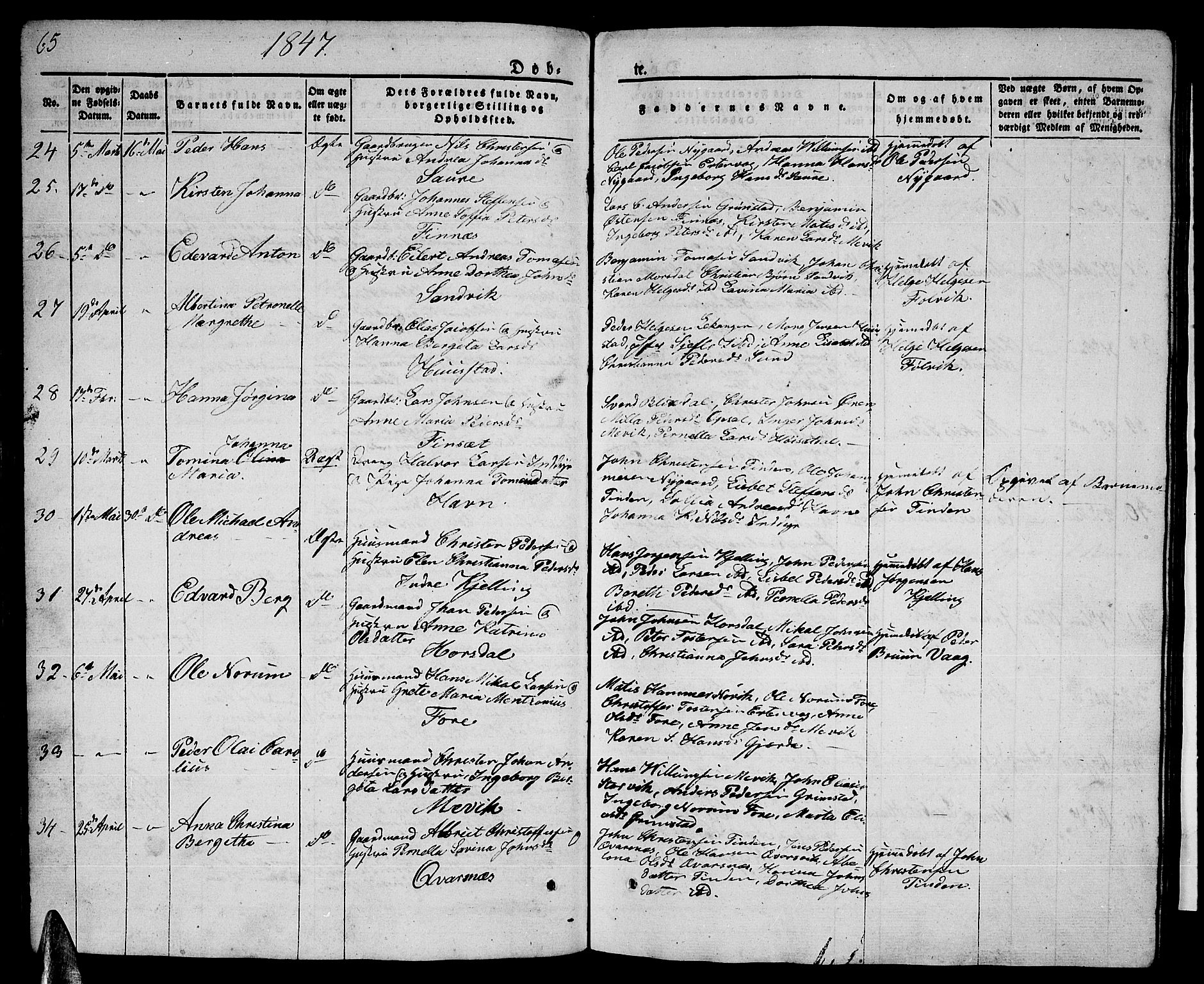 Ministerialprotokoller, klokkerbøker og fødselsregistre - Nordland, AV/SAT-A-1459/805/L0106: Parish register (copy) no. 805C02, 1841-1861, p. 65