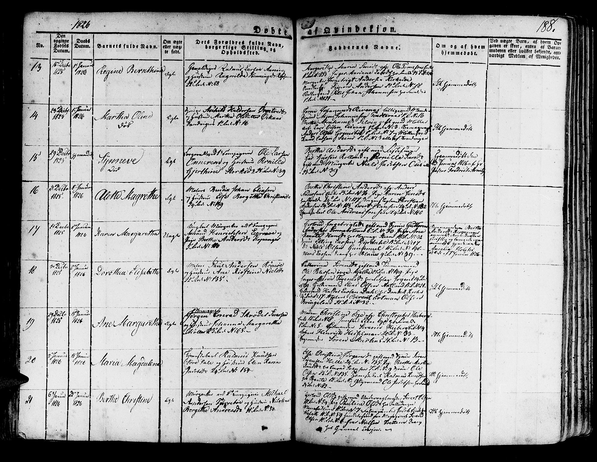 Korskirken sokneprestembete, AV/SAB-A-76101/H/Haa/L0014: Parish register (official) no. A 14, 1823-1835, p. 188