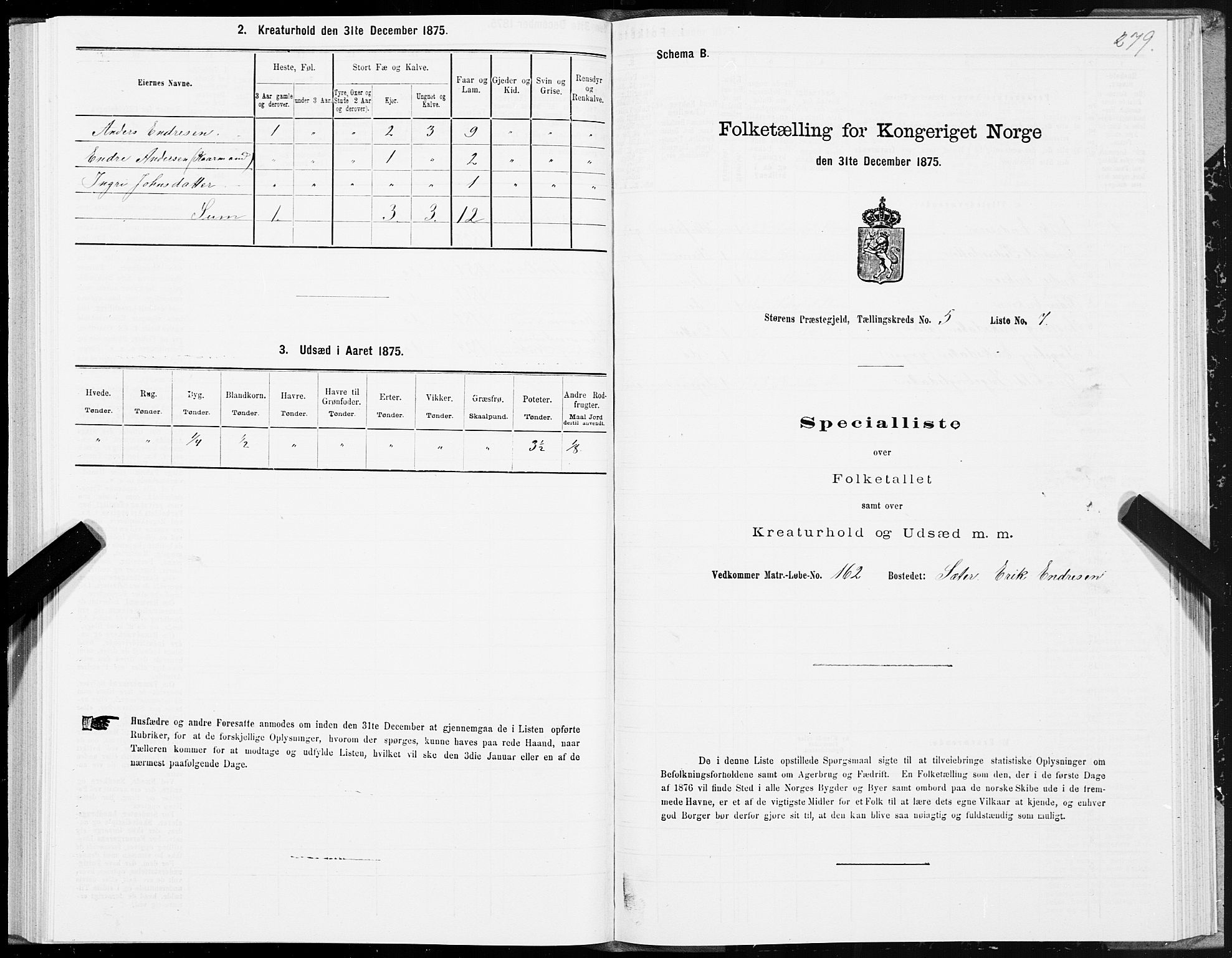 SAT, 1875 census for 1648P Støren, 1875, p. 8279