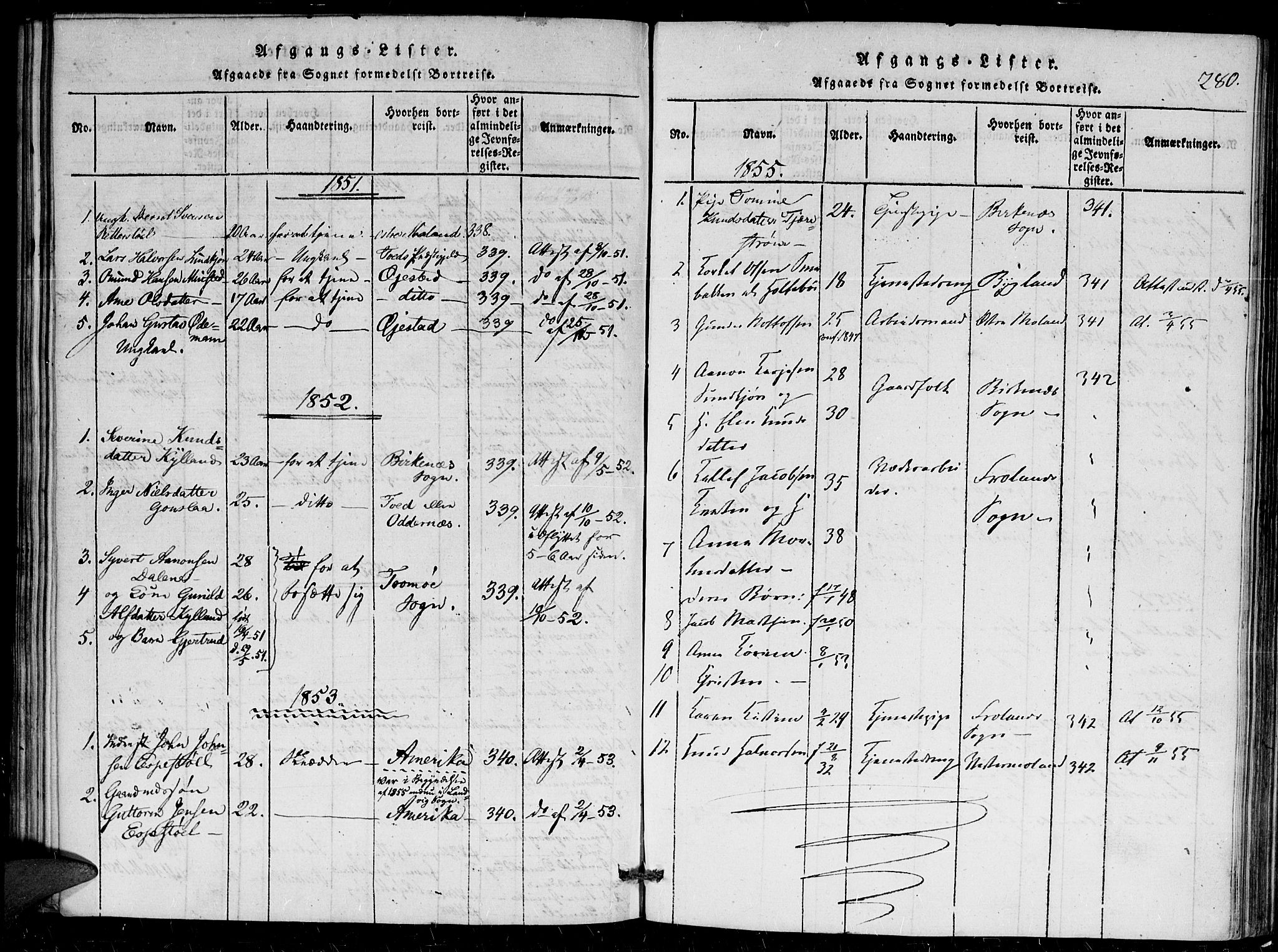 Herefoss sokneprestkontor, AV/SAK-1111-0019/F/Fa/Faa/L0001: Parish register (official) no. A 1, 1816-1860, p. 280