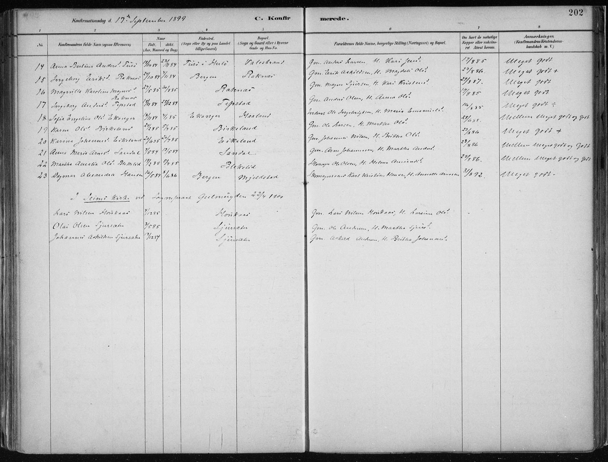 Hamre sokneprestembete, AV/SAB-A-75501/H/Ha/Haa/Haab/L0001: Parish register (official) no. B  1, 1882-1905, p. 202