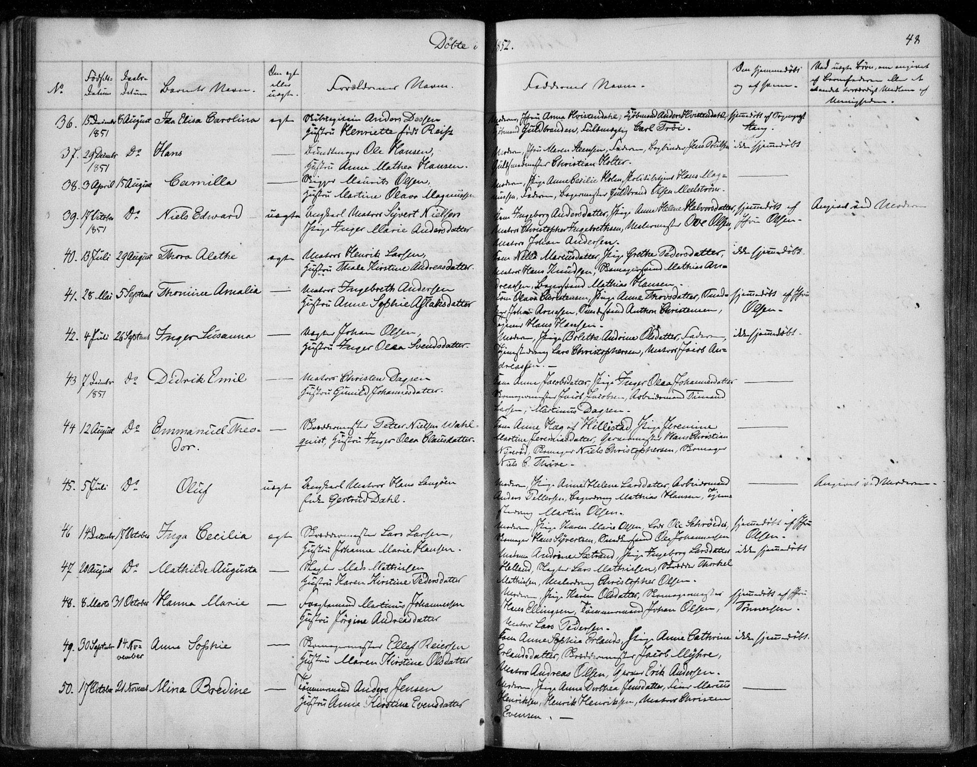 Holmestrand kirkebøker, SAKO/A-346/F/Fa/L0002: Parish register (official) no. 2, 1840-1866, p. 48