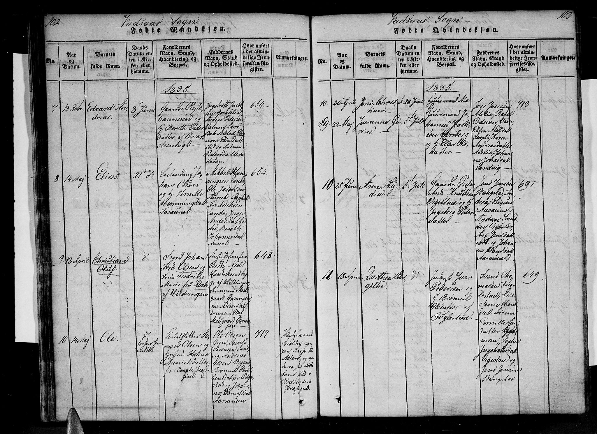 Ministerialprotokoller, klokkerbøker og fødselsregistre - Nordland, AV/SAT-A-1459/810/L0142: Parish register (official) no. 810A06 /1, 1819-1841, p. 102-103