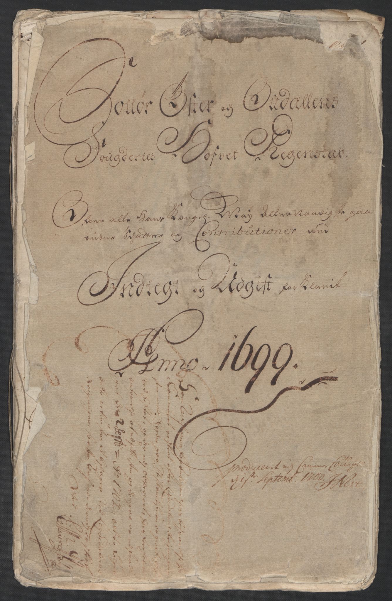 Rentekammeret inntil 1814, Reviderte regnskaper, Fogderegnskap, AV/RA-EA-4092/R13/L0837: Fogderegnskap Solør, Odal og Østerdal, 1699, p. 3