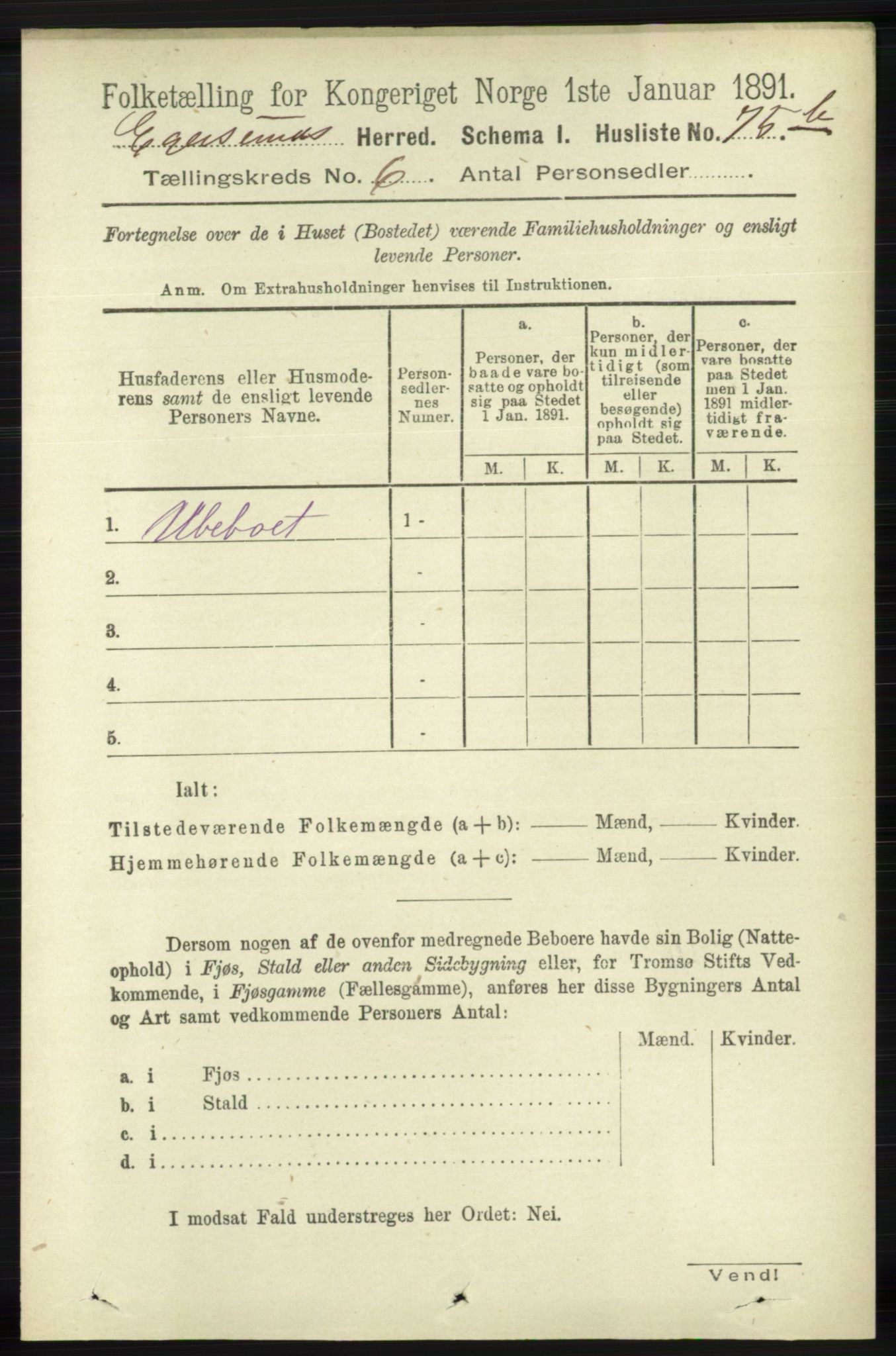 RA, 1891 census for 1116 Eigersund herred, 1891, p. 2270