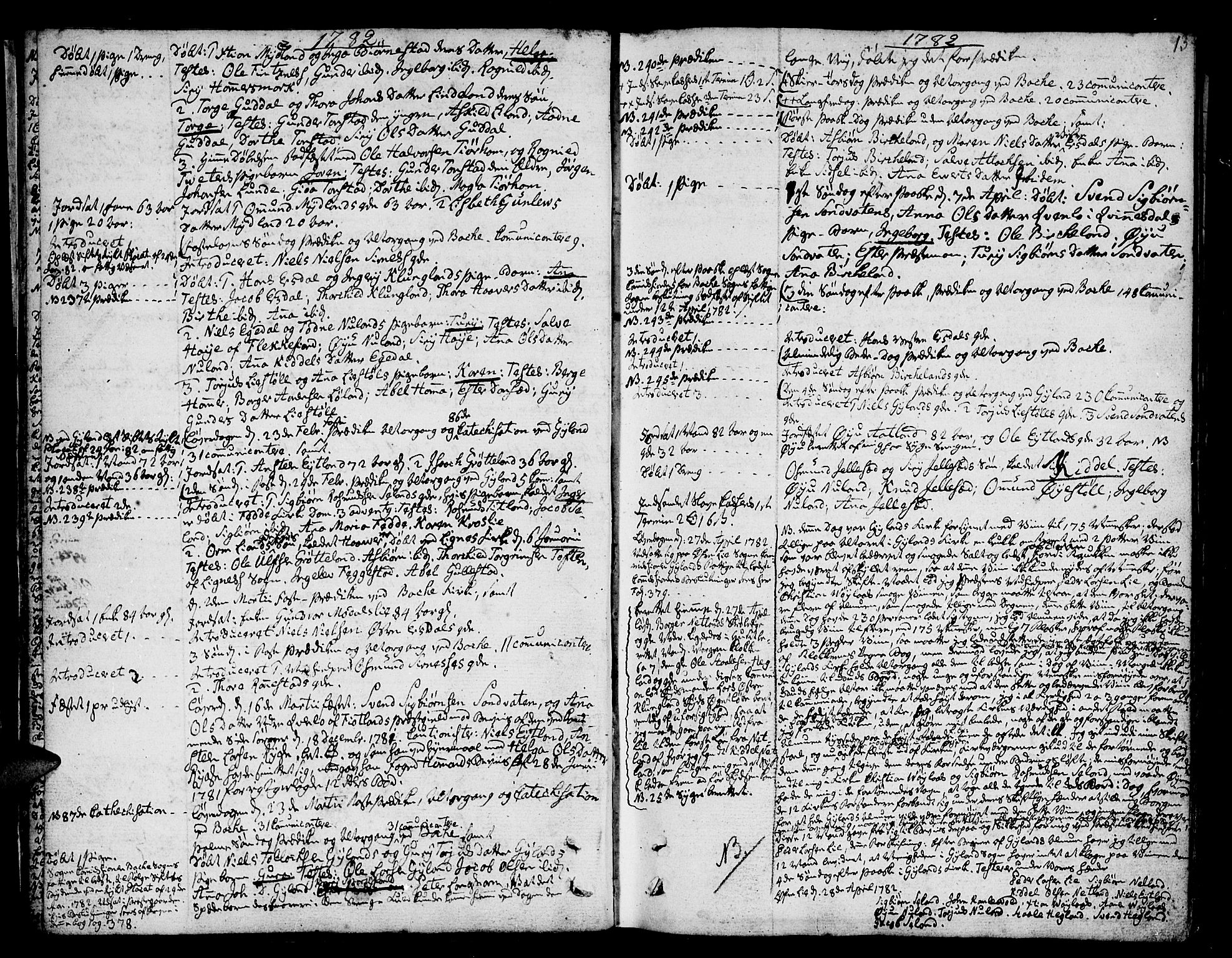 Bakke sokneprestkontor, AV/SAK-1111-0002/F/Fa/Faa/L0002: Parish register (official) no. A 2, 1780-1816, p. 13